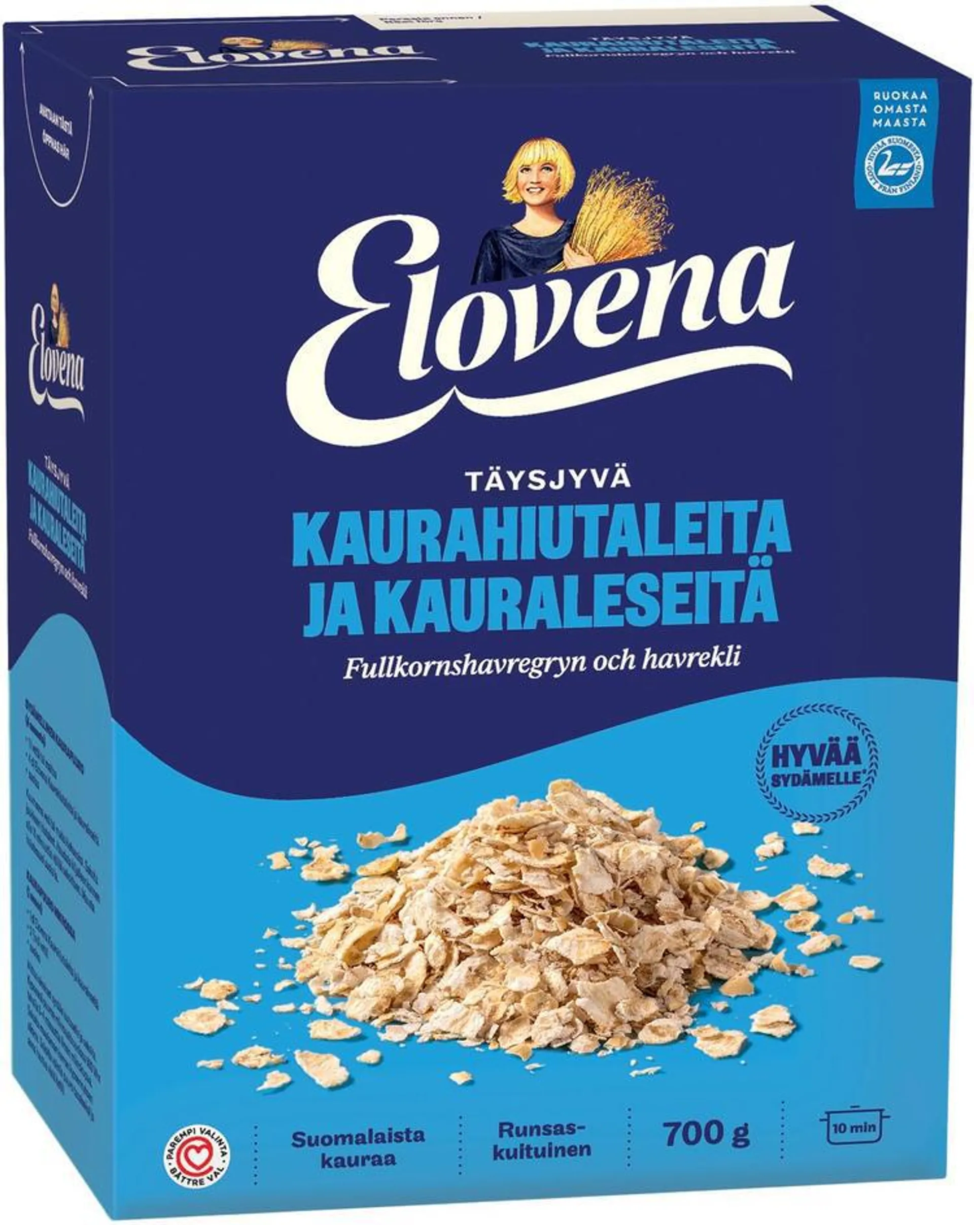 Elovena 700g täysjyväkaurahiutaleita ja kauraleseitä