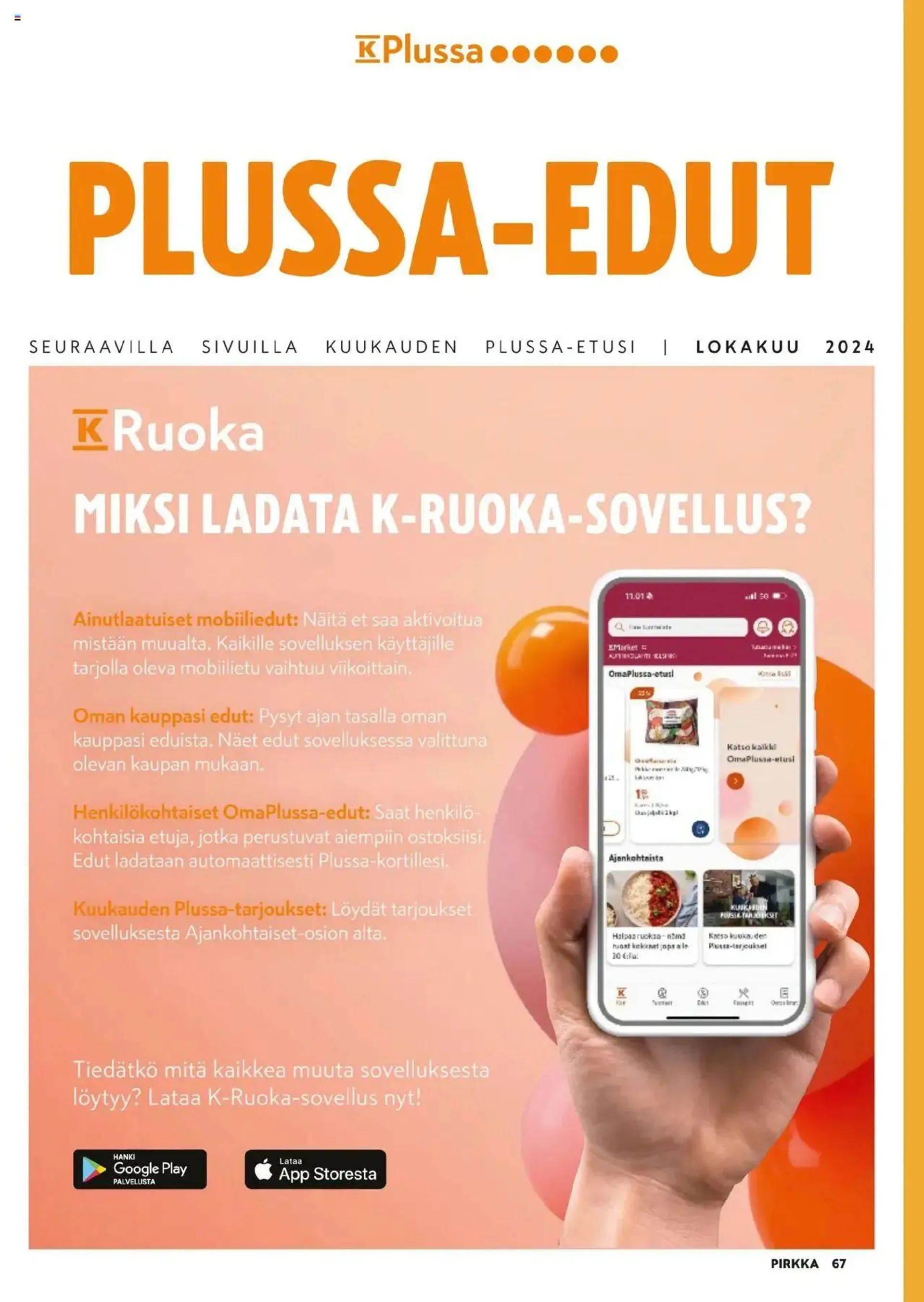 K-Supermarket - Pirkka voimassa alkaen 25. syyskuuta - 26. marraskuuta 2024 - Tarjouslehti sivu 67