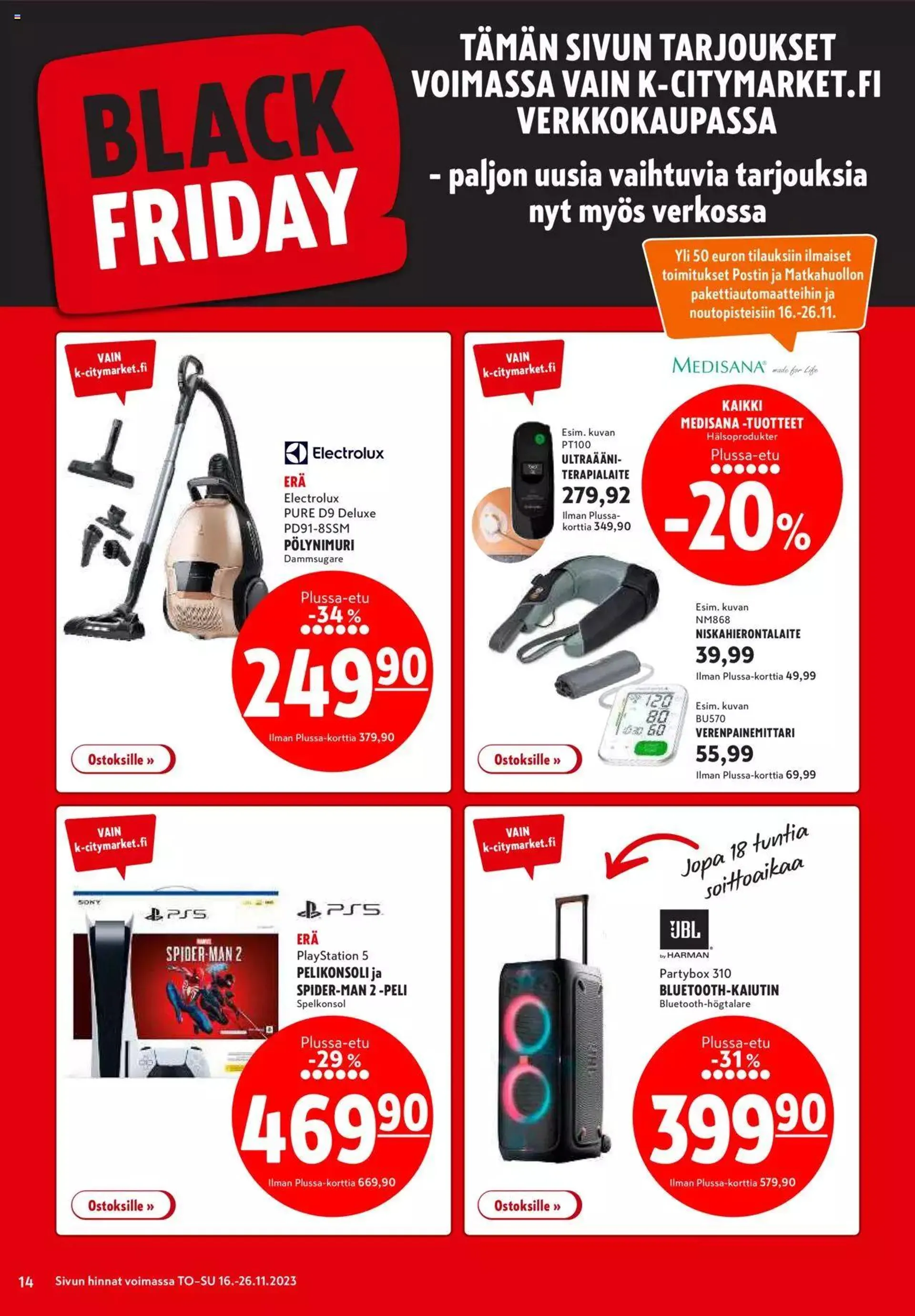 K-Citymarket - Black Friday voimassa alkaen 15. marraskuuta - 3. joulukuuta 2023 - Tarjouslehti sivu 14