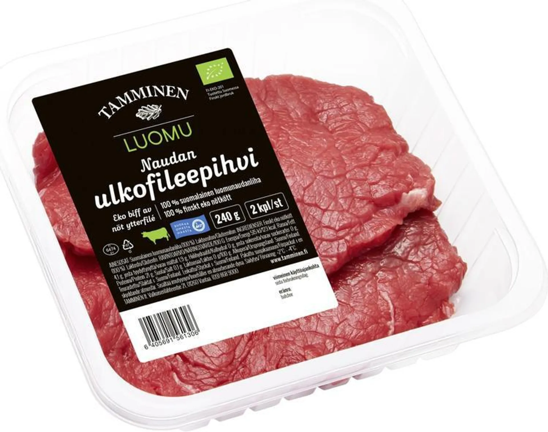 Tamminen luomunaudan ulkofileepihvi 2kpl 240g