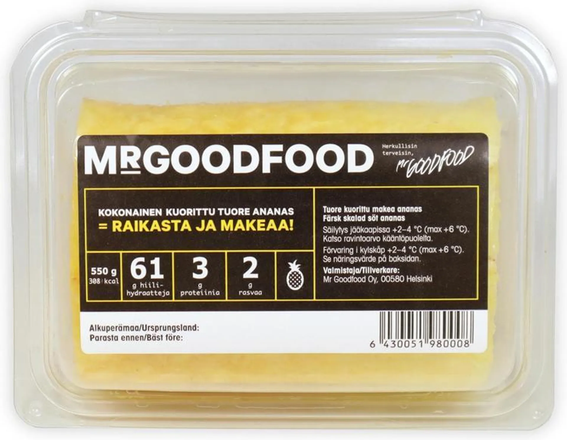 Mr Goodfood Kokonainen kuorittu ananas 570g