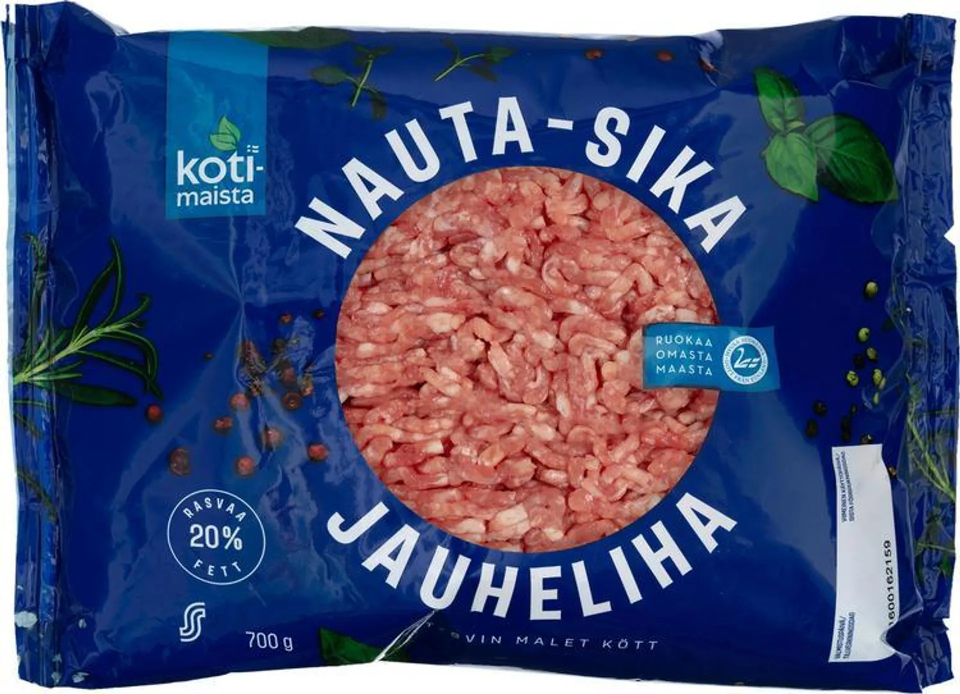 Kotimaista nauta-sika jauheliha 20 % 700 g