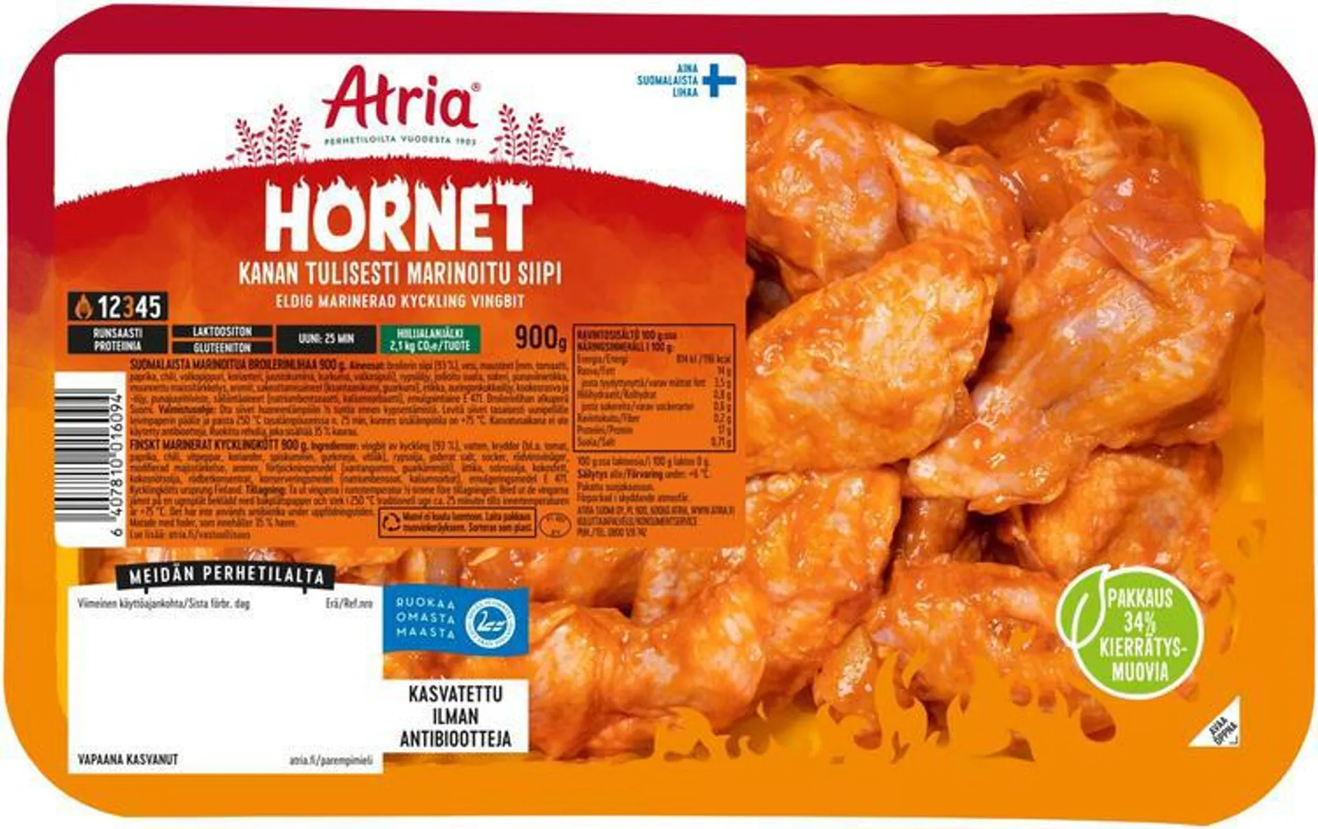 Atria Kanan Hornet Tulisesti Marinoitu Siipi 900g