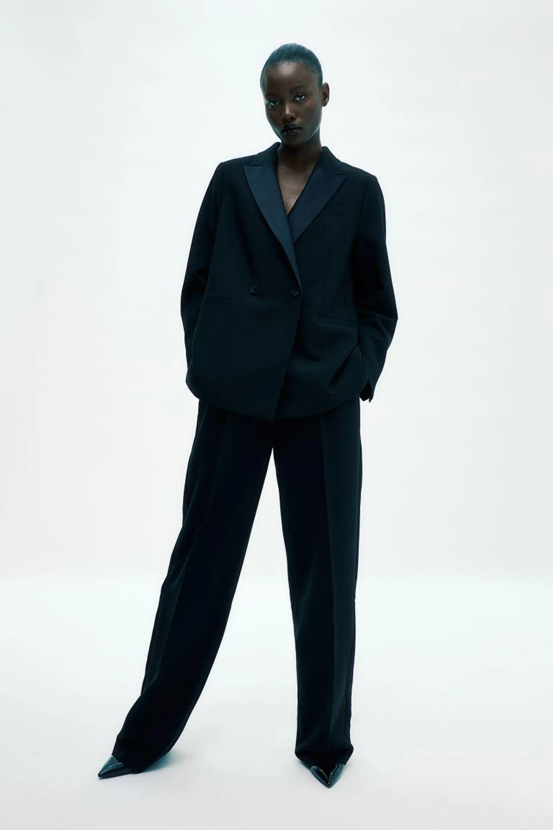 Oversized twill blazer