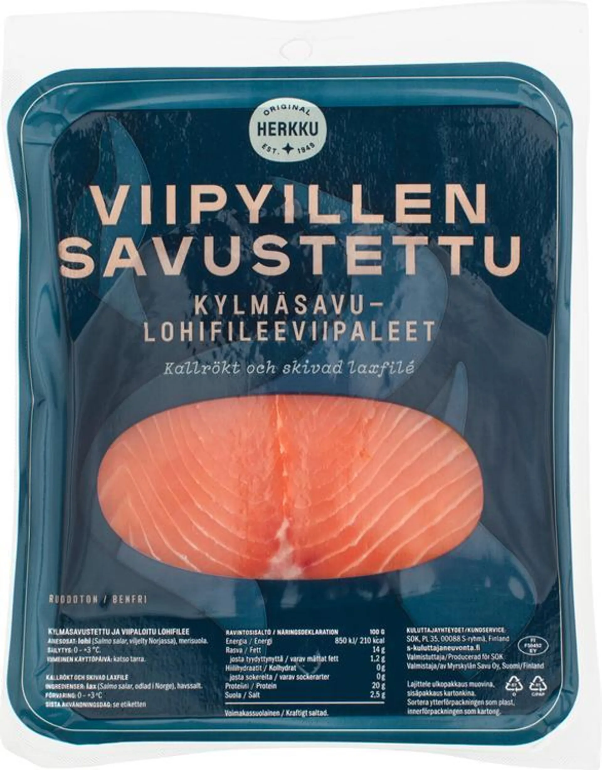 Herkku Viipyillen kylmäsavustettu lohiviipale n. 120-150 g