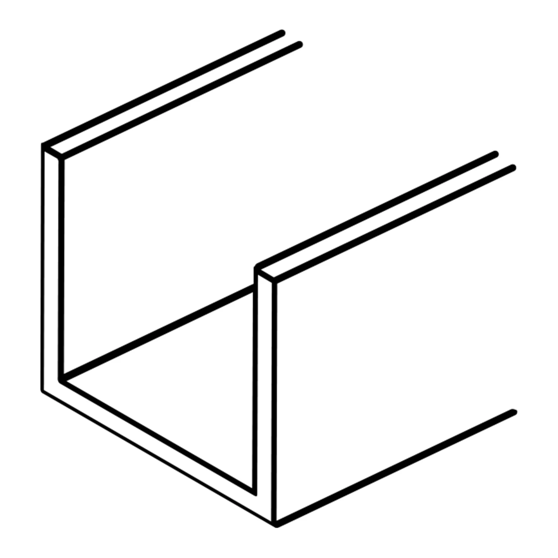 U-alumiiniprofiili AW-6063 T6 20x20x20x2 mm 6 m