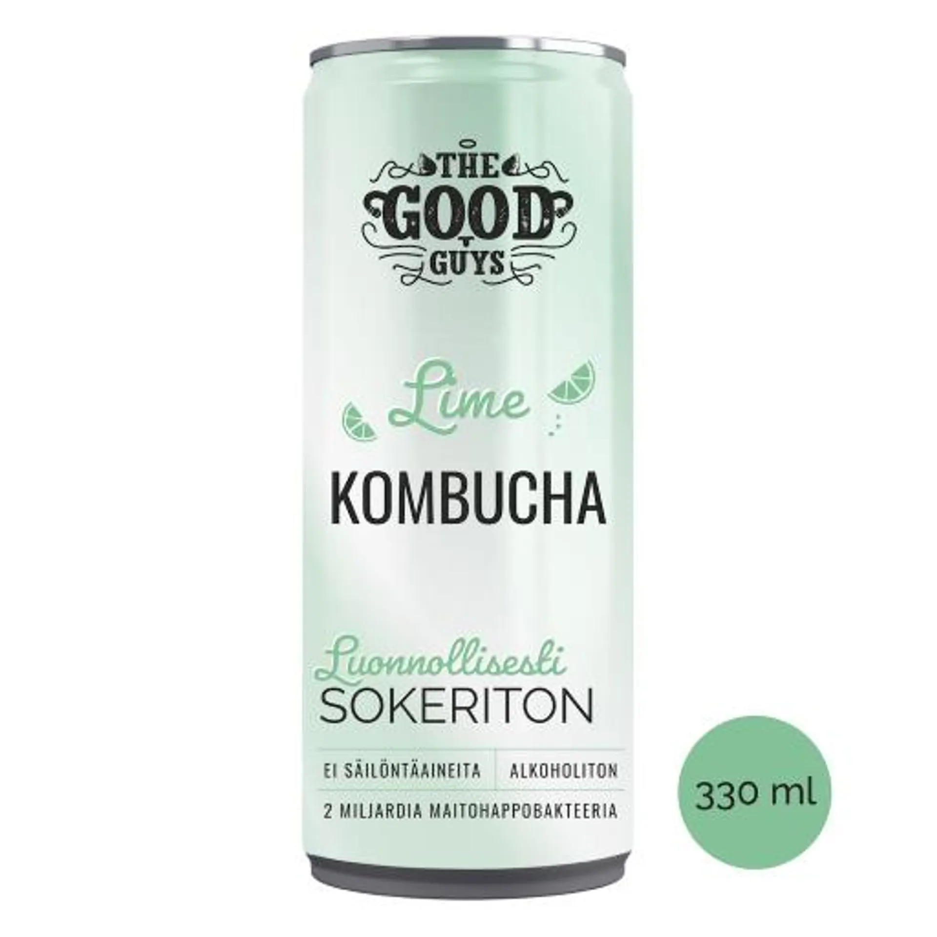 Kombucha Sokeriton Lime, 330 ml