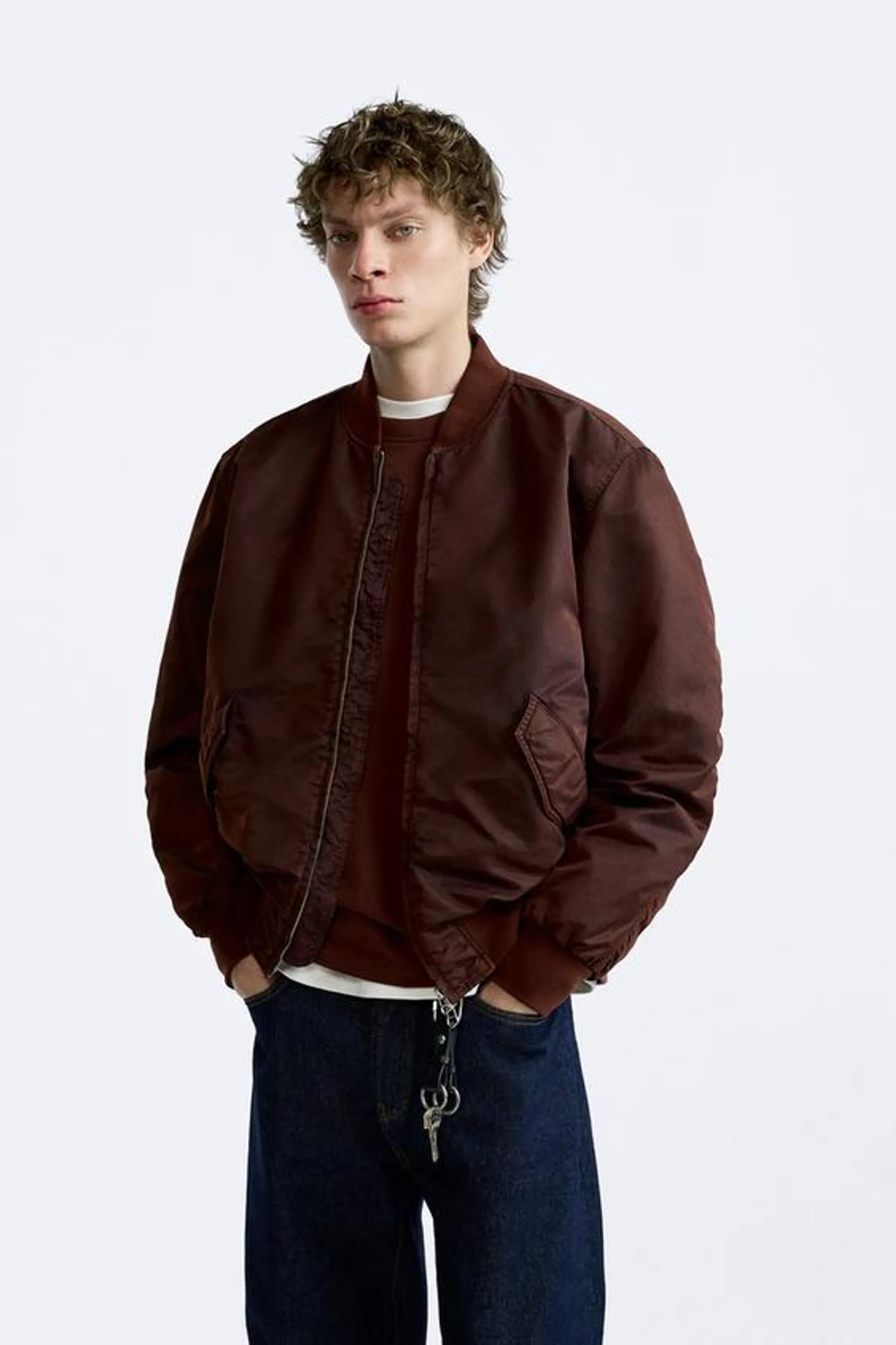 FADED-EFFECT BOMBER JACKET