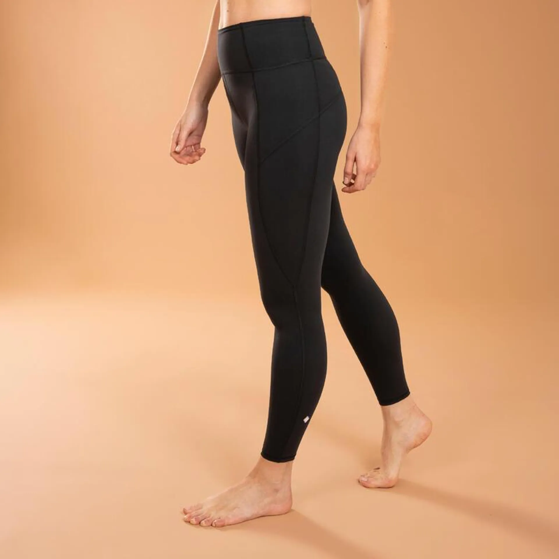 Leggings donna yoga vita alta traspiranti e modellanti neri