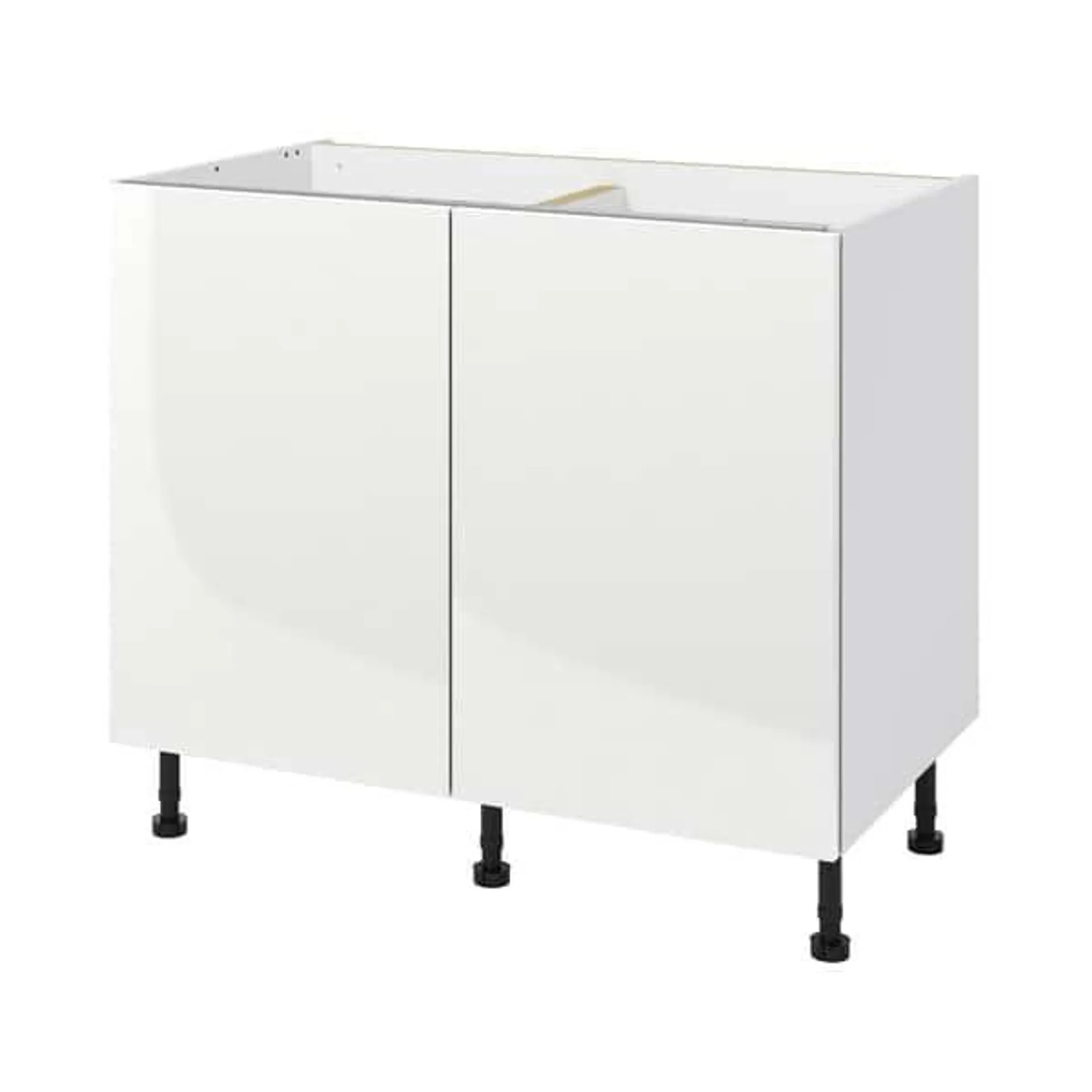 Meuble bas "Dorice" blanc brillant l.100 x h.72 x p.57 cm 2 portes