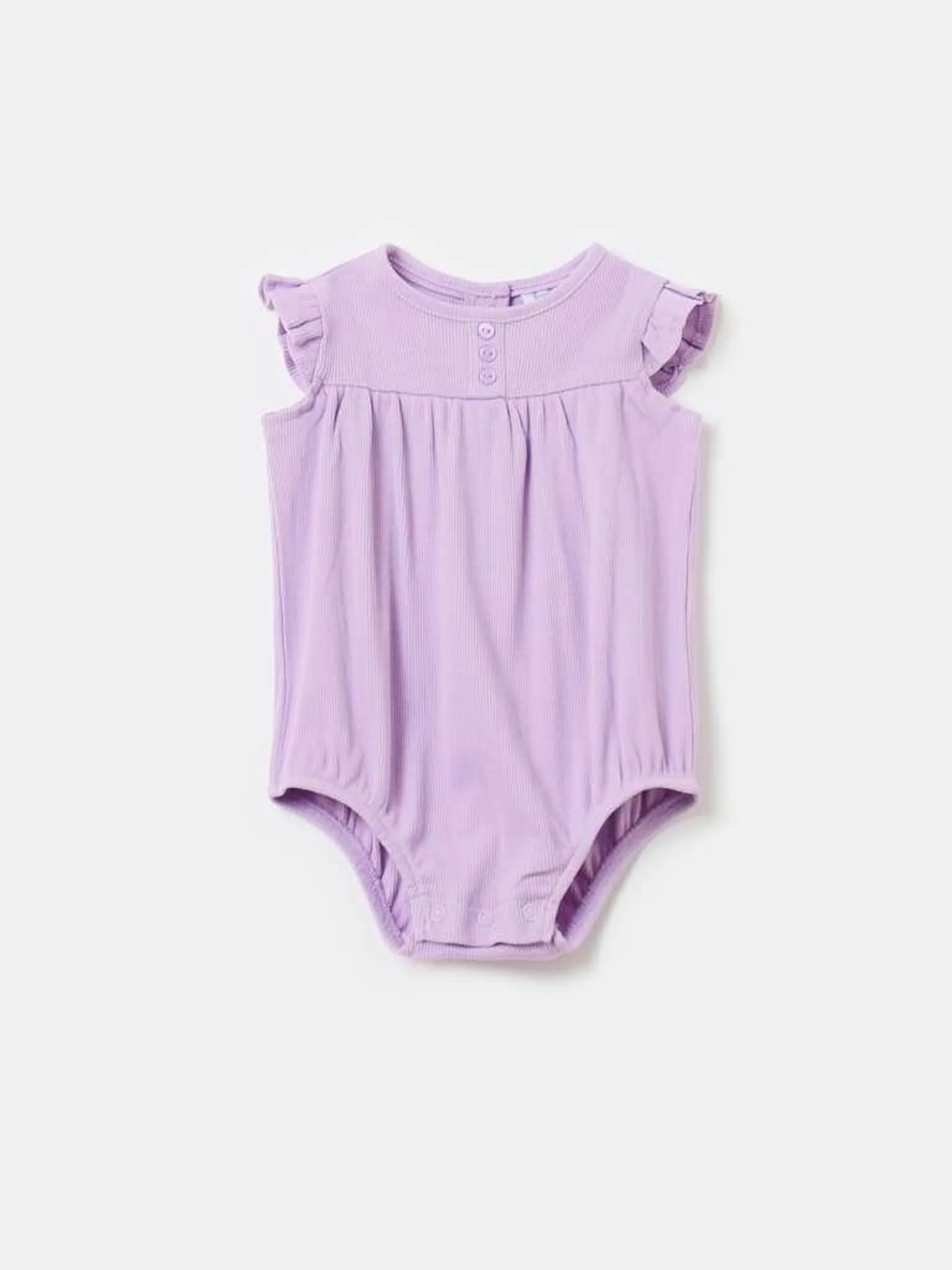 Ribbed organic cotton bodysuit Lilas