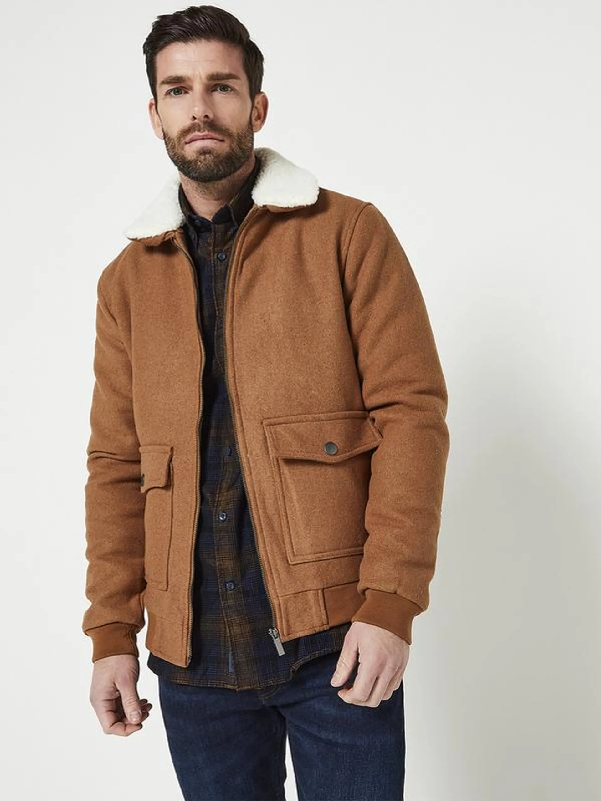 Blouson Style Aviateur - Camel