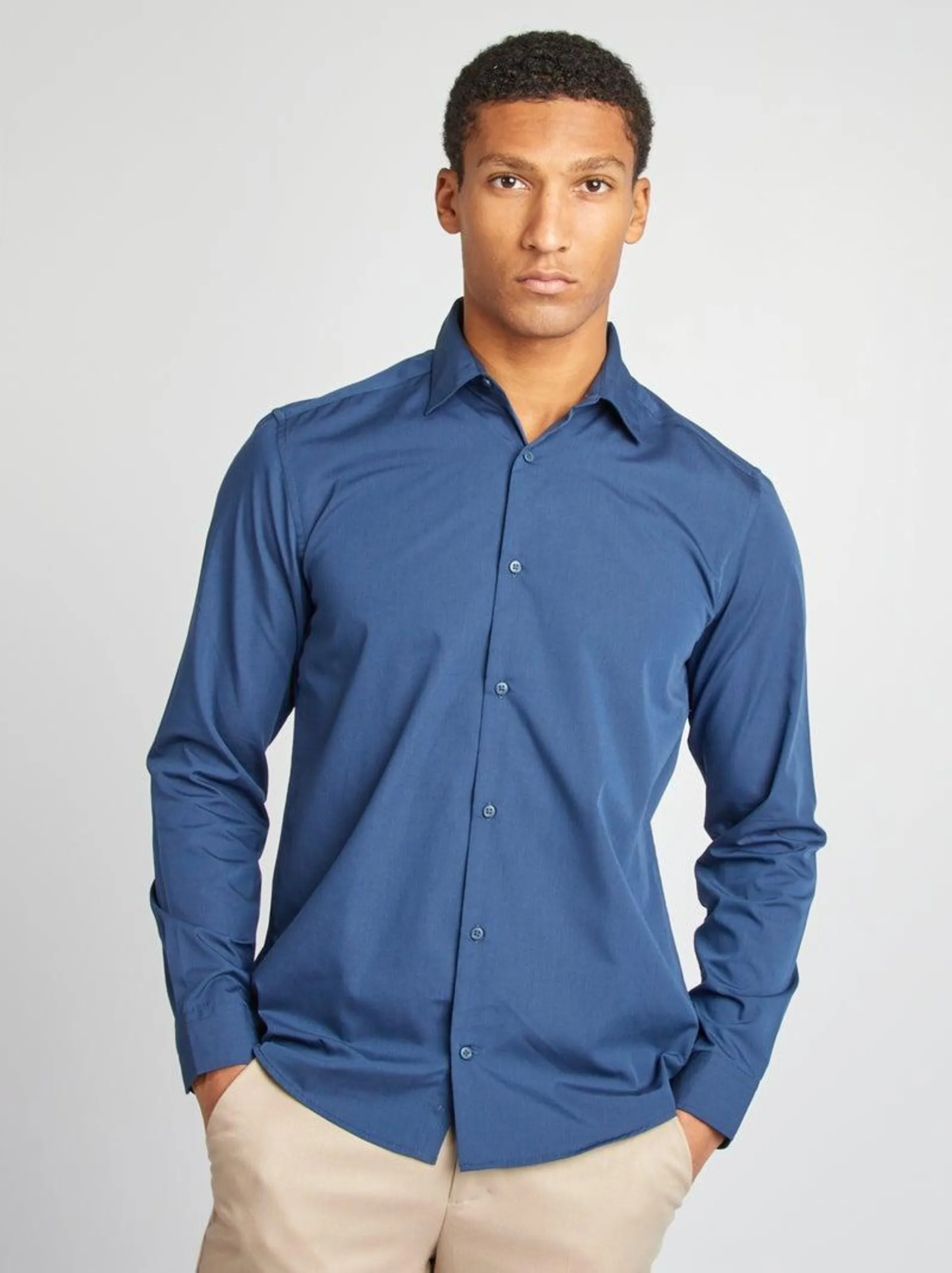 Chemise classique unie - Bleu marine