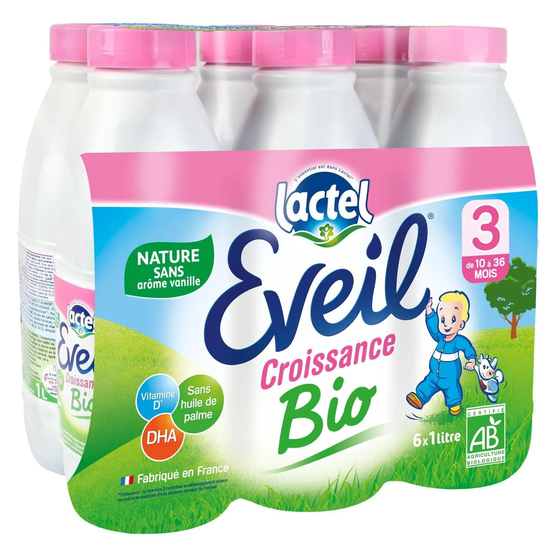 Lait bébé Liquide de 10 mois à 3 ans nature Bio LACTEL EVEIL