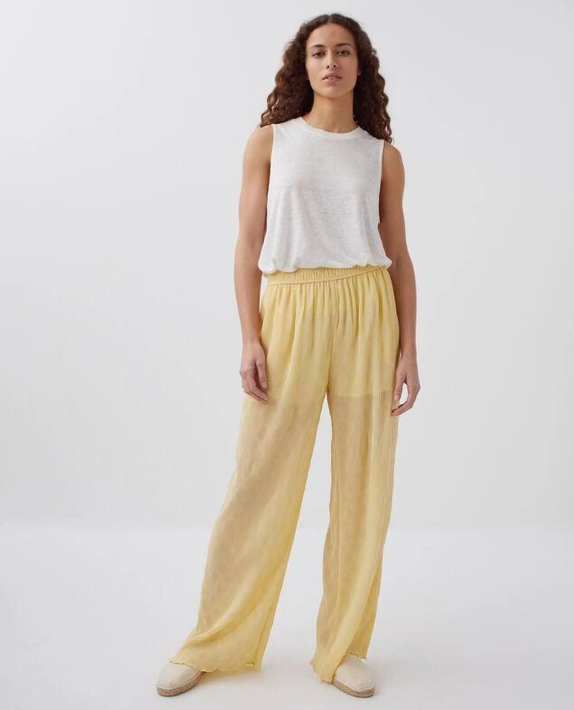 Pantalon ample fluide straw yellow