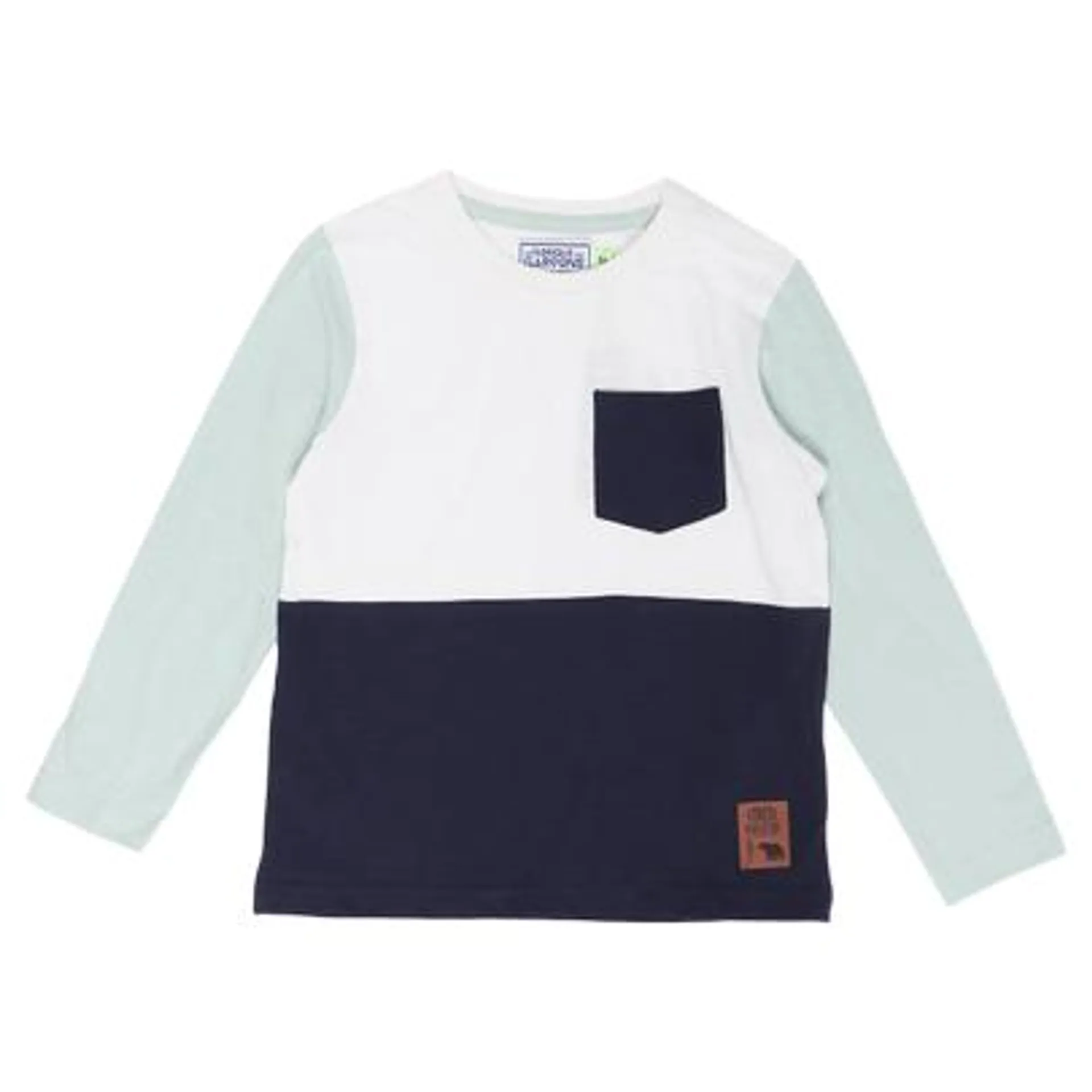 Tee-shirt manches longue color block avec poche 8/12 ans