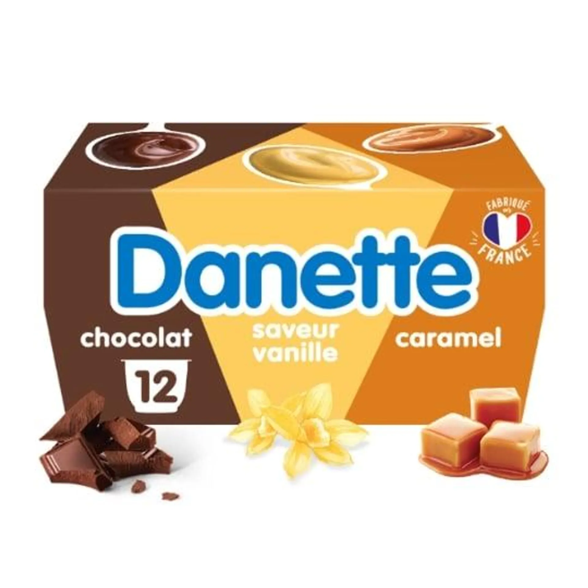 Crème dessert chocolat caramel vanille DANETTE