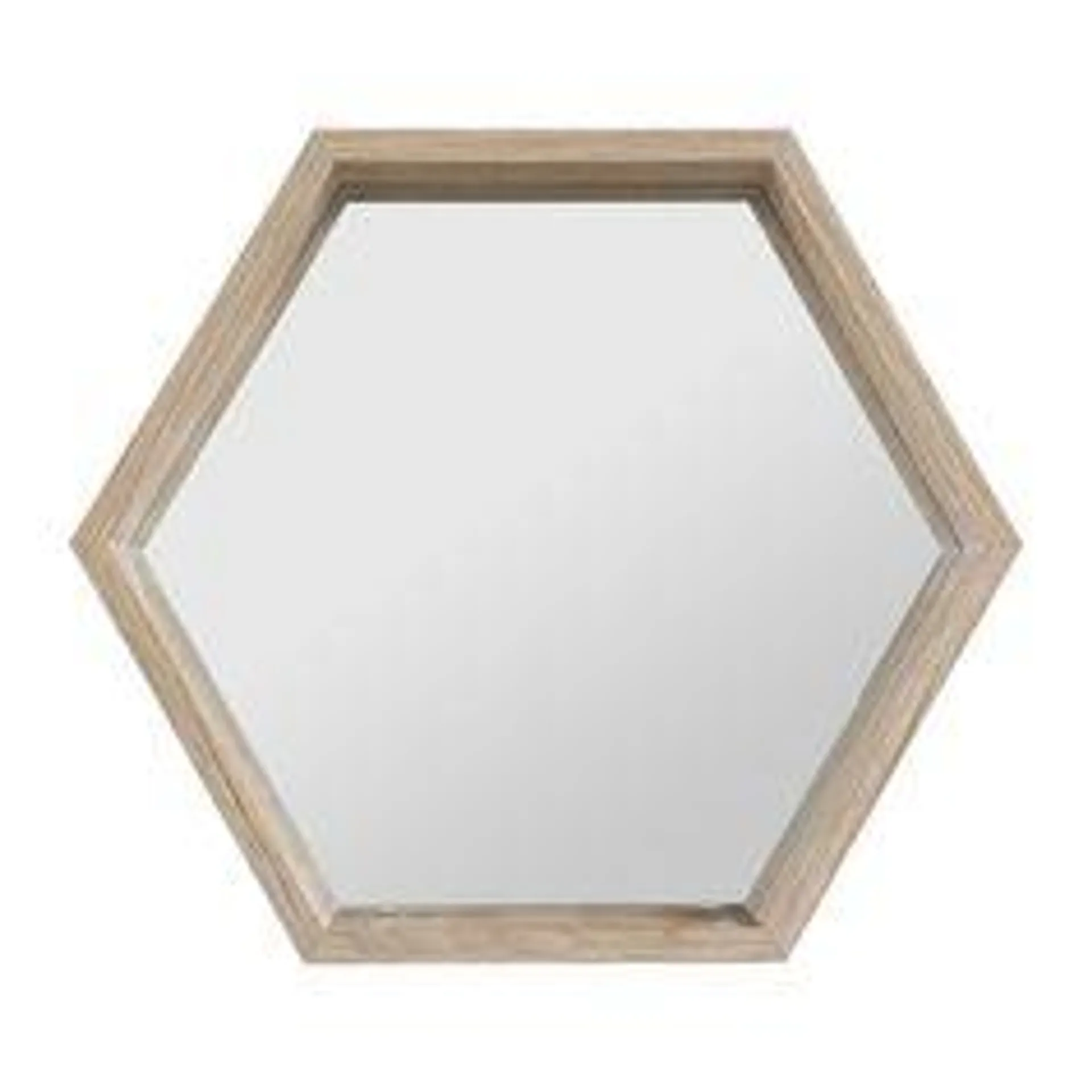 Miroir hexagonal métal bois 26x30cm