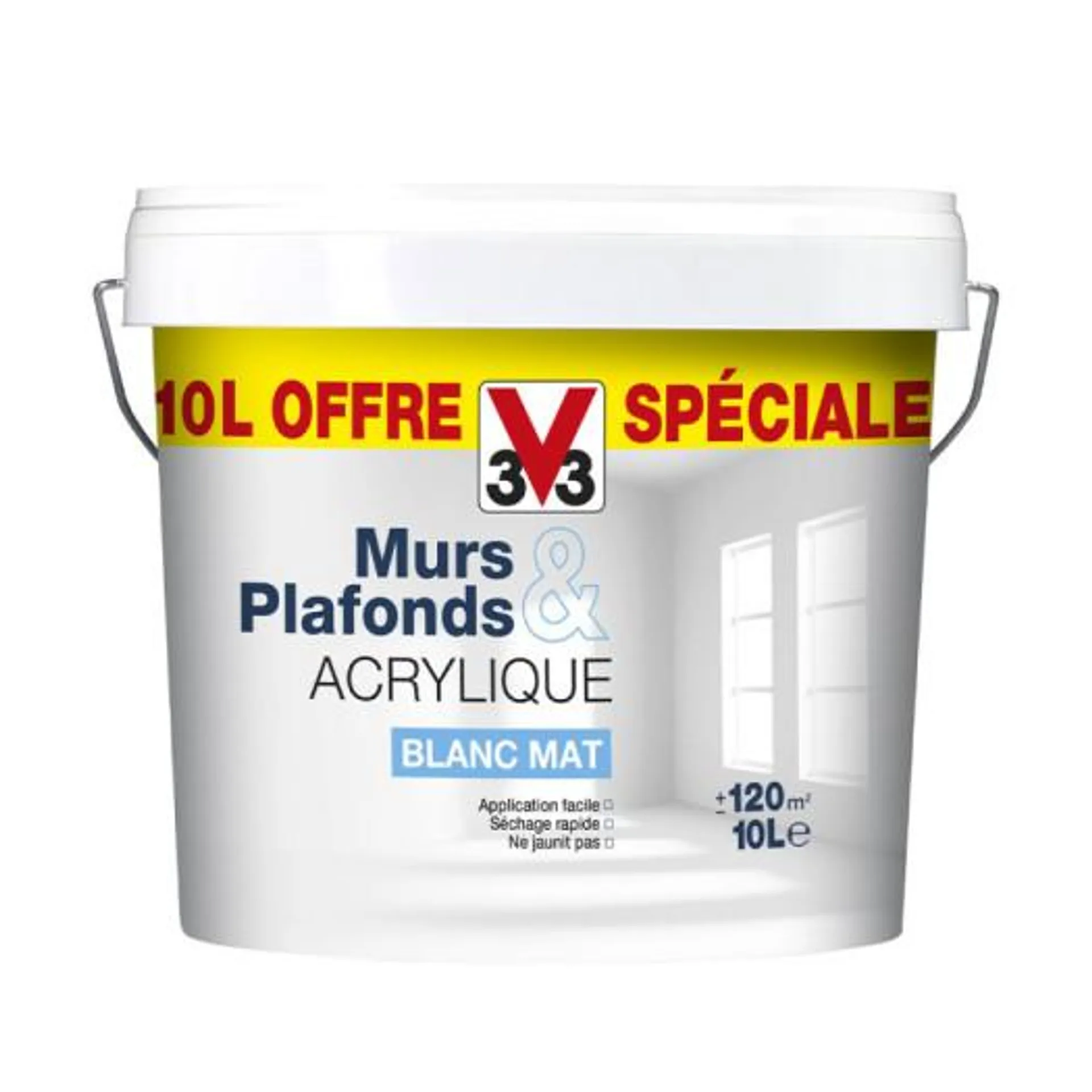 Peinture V33 murs et plafonds blanc mat 10L