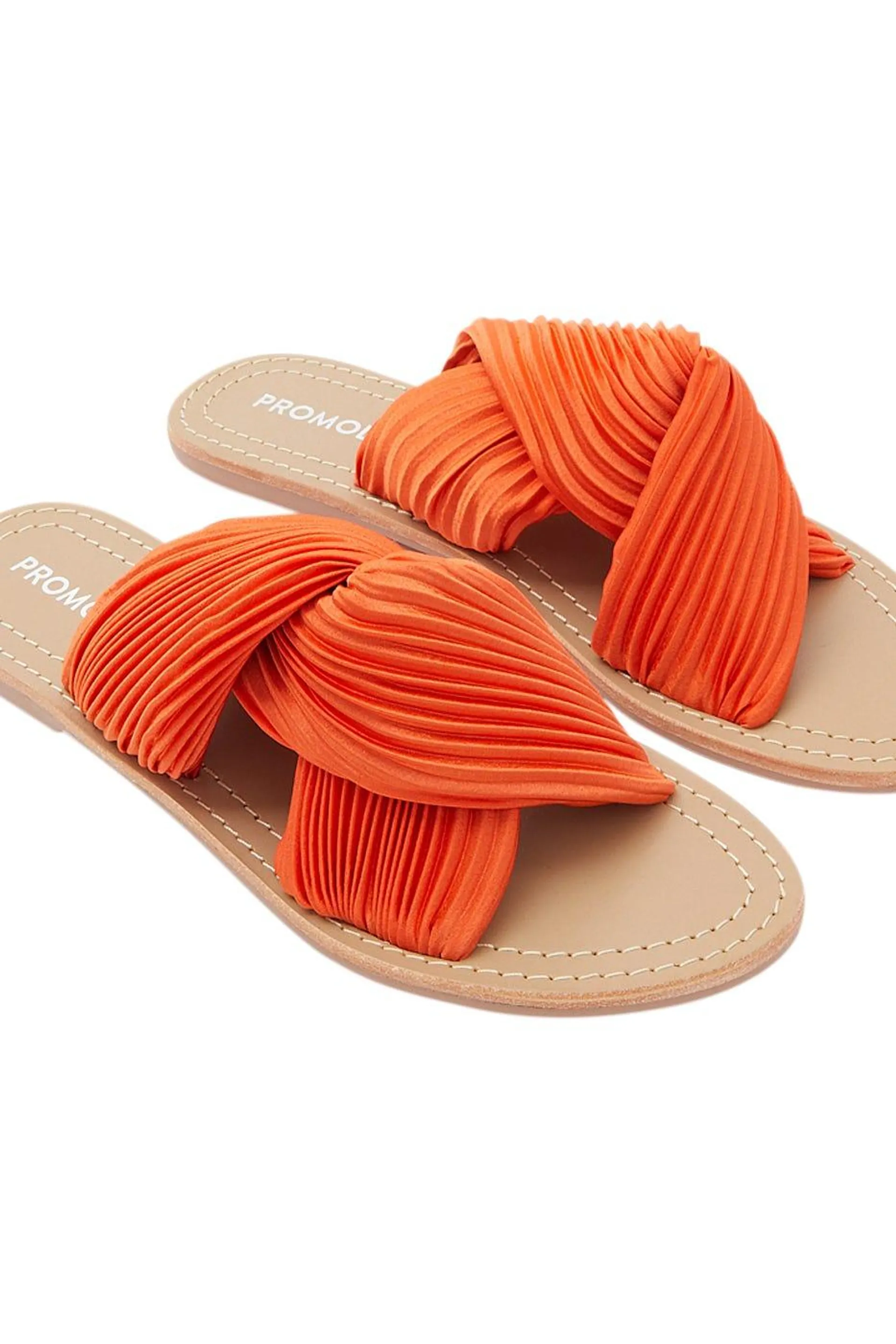 Mules à brides plissées - Orange