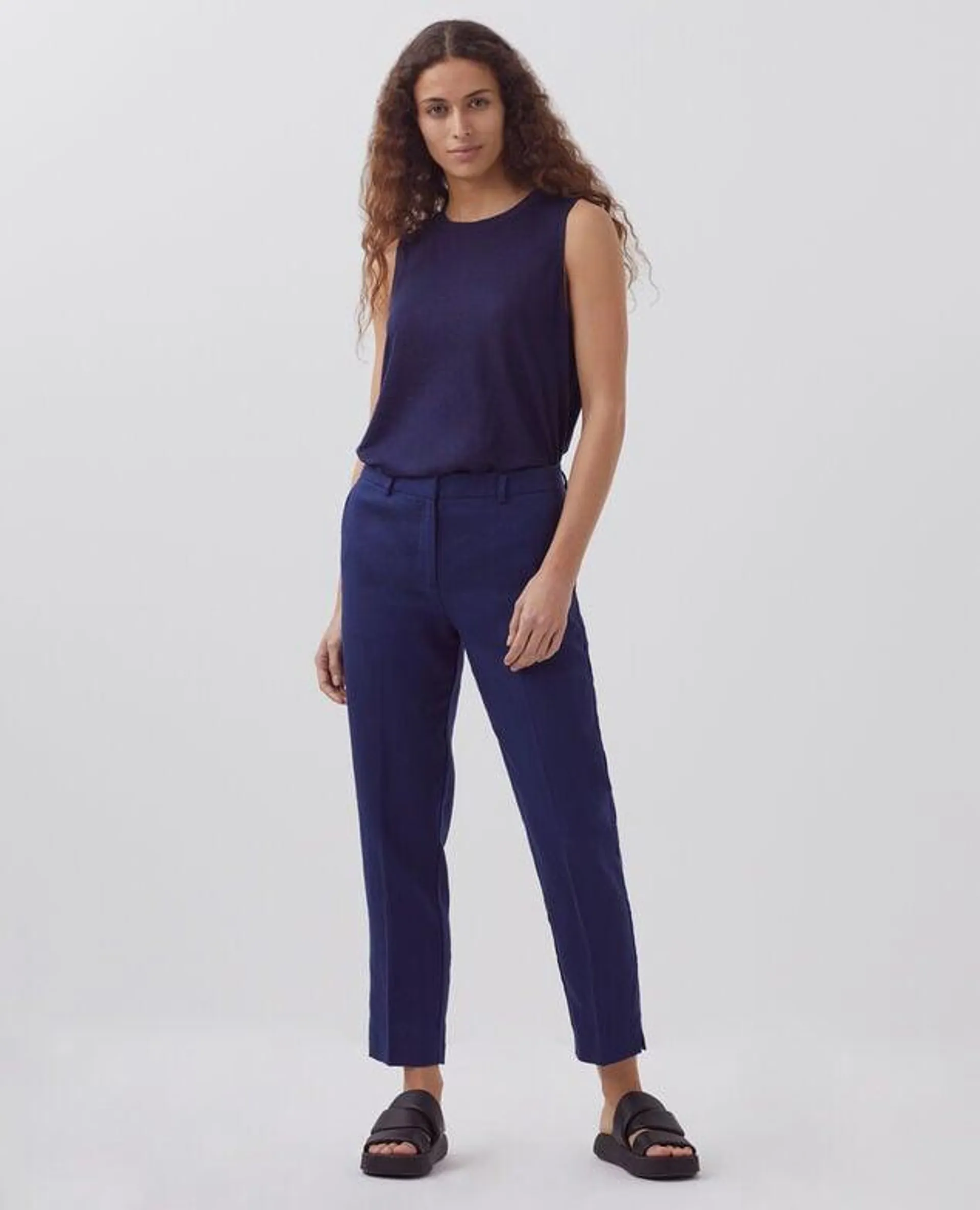 MARGUERITE - Pantalon cigarette medieval blue