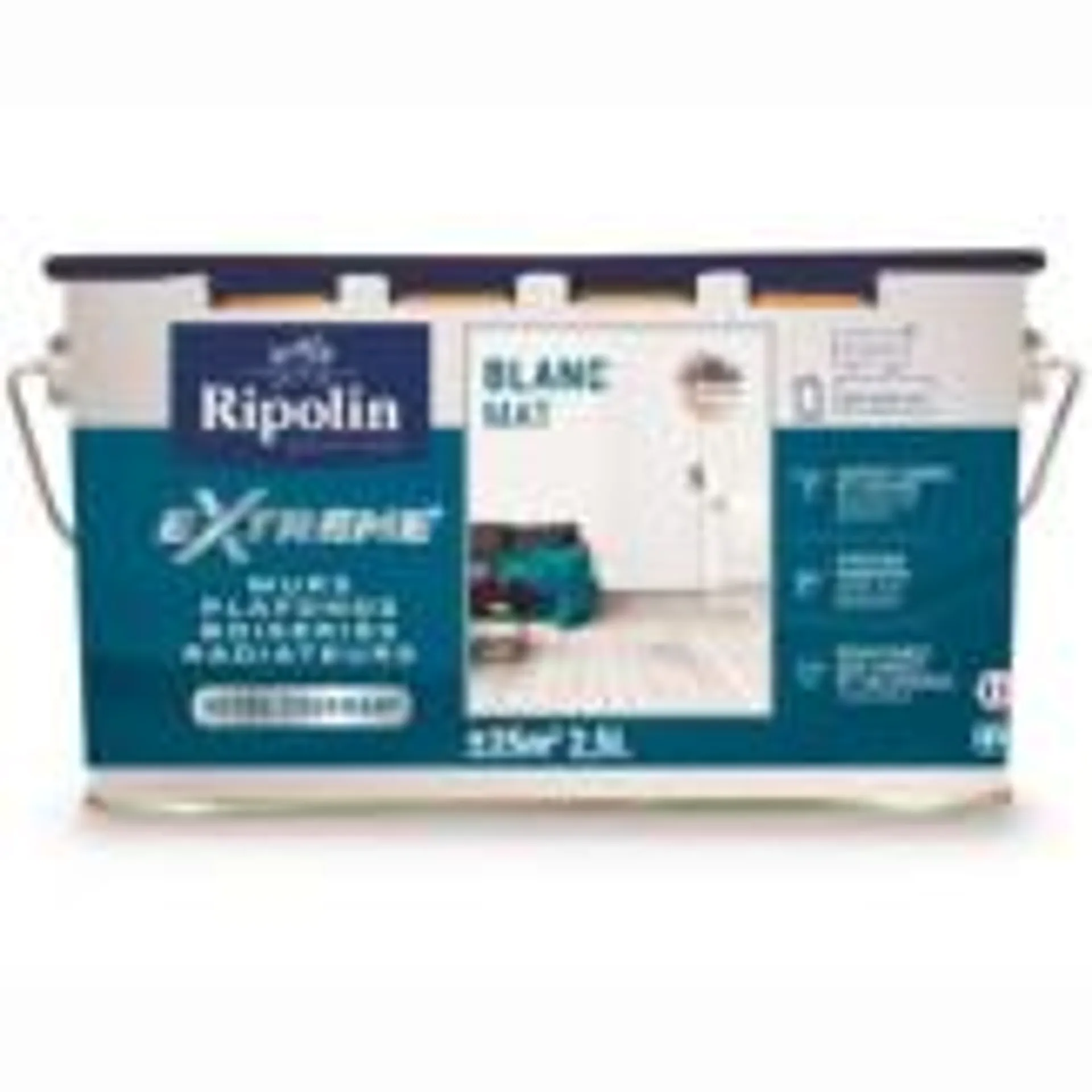 Peinture Ripolin extrême multi-supports murs, plafonds, boiseries et radiateurs blanc mat 2,5L