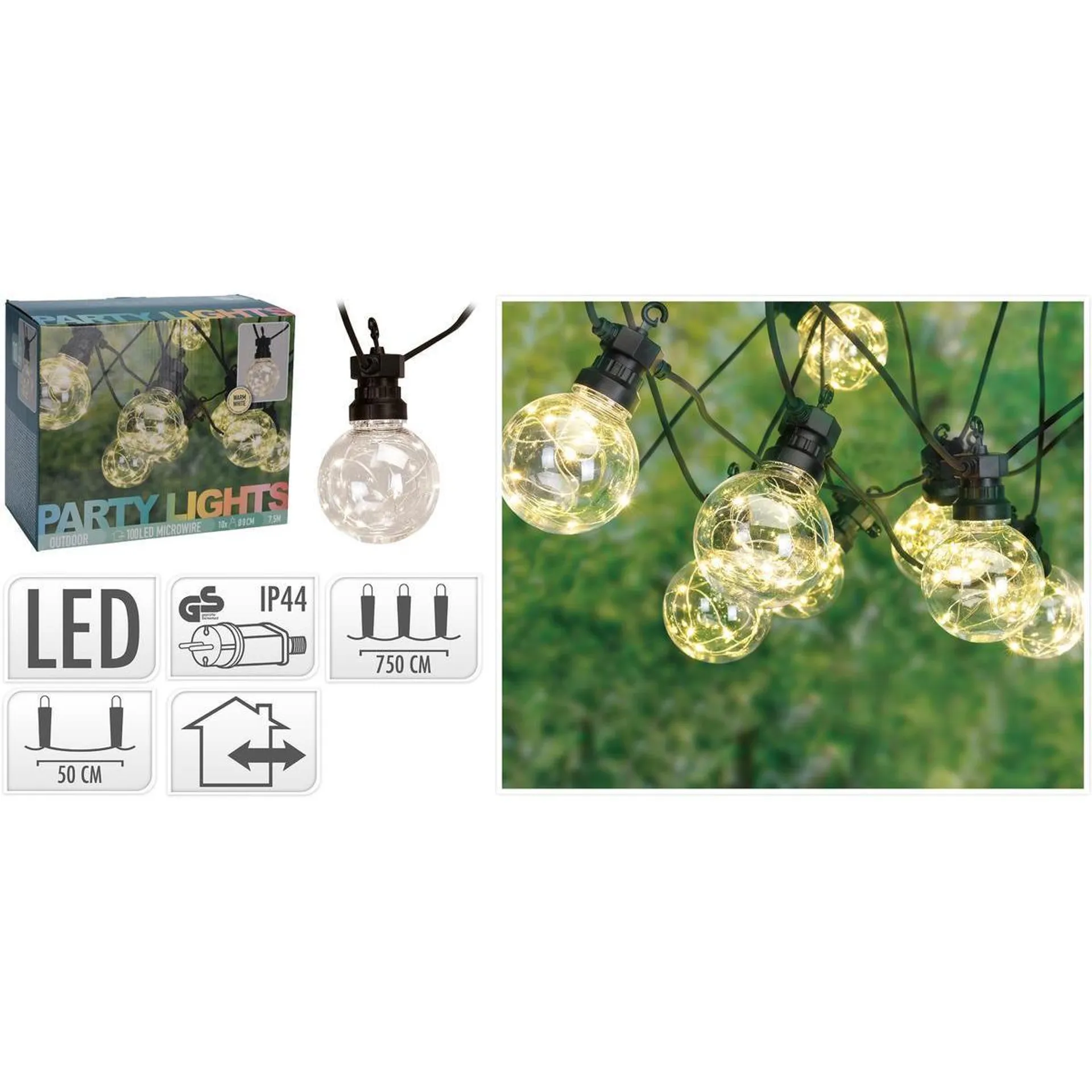 Éclairage LED 10 lampes - 7.5 m - Blanc