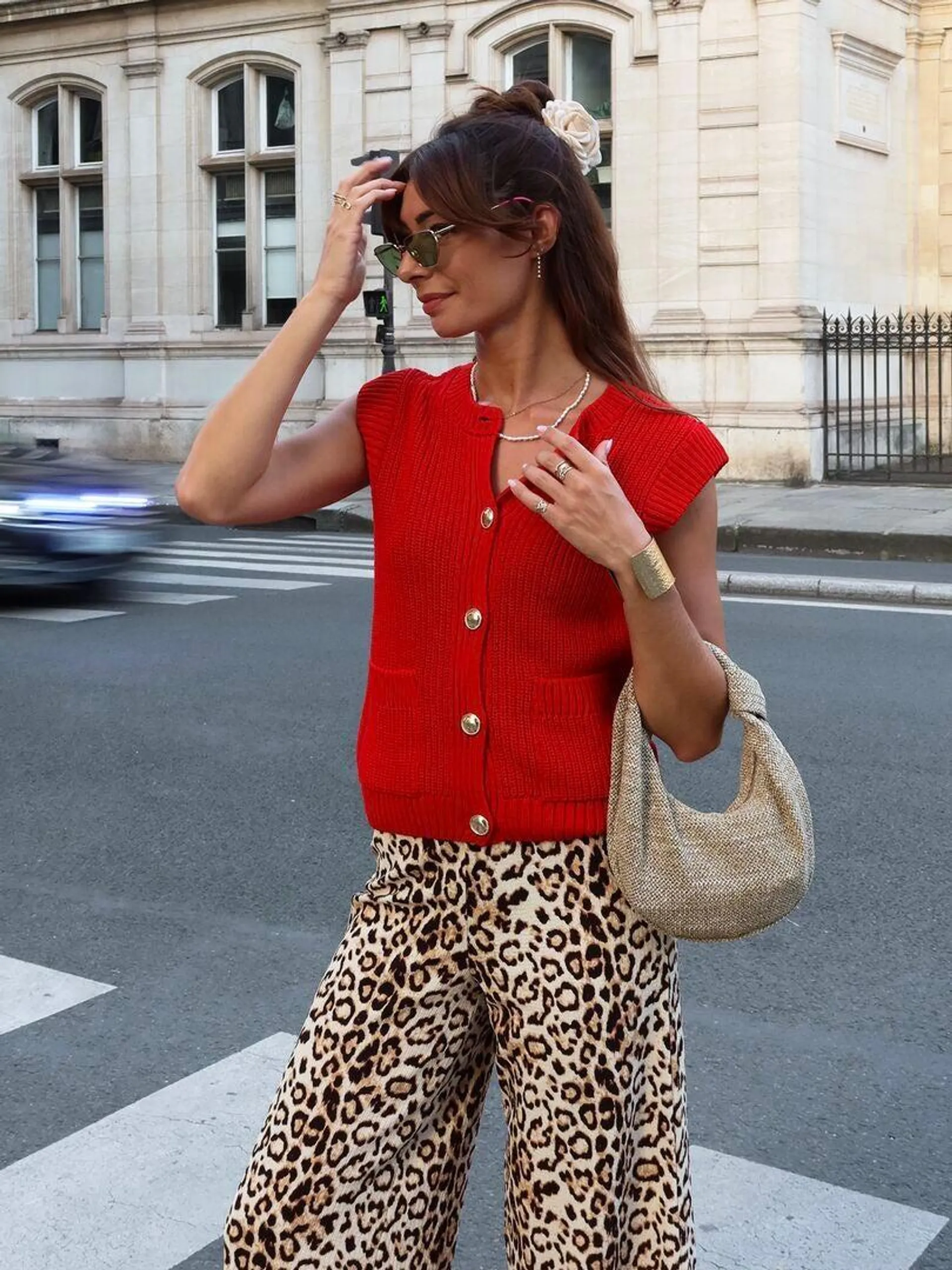 Gilet sans manches en maille tricot - Rouge