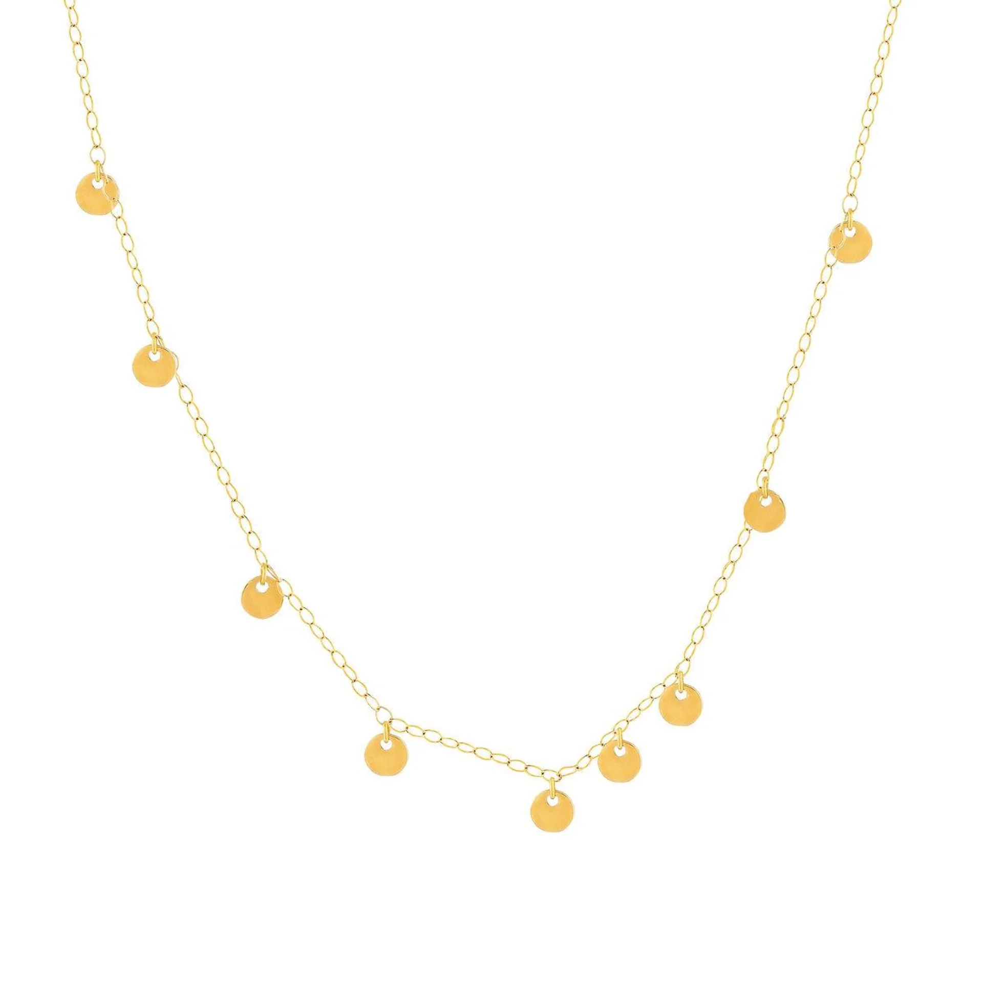 Collier or jaune 750 45 cm pampilles disques