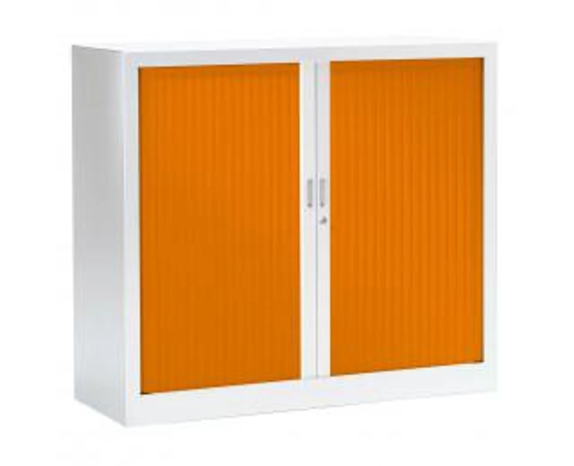 Armoire basse à rideaux monobloc L120 x H100 - PIERRE HENRY - Blanc / Orange