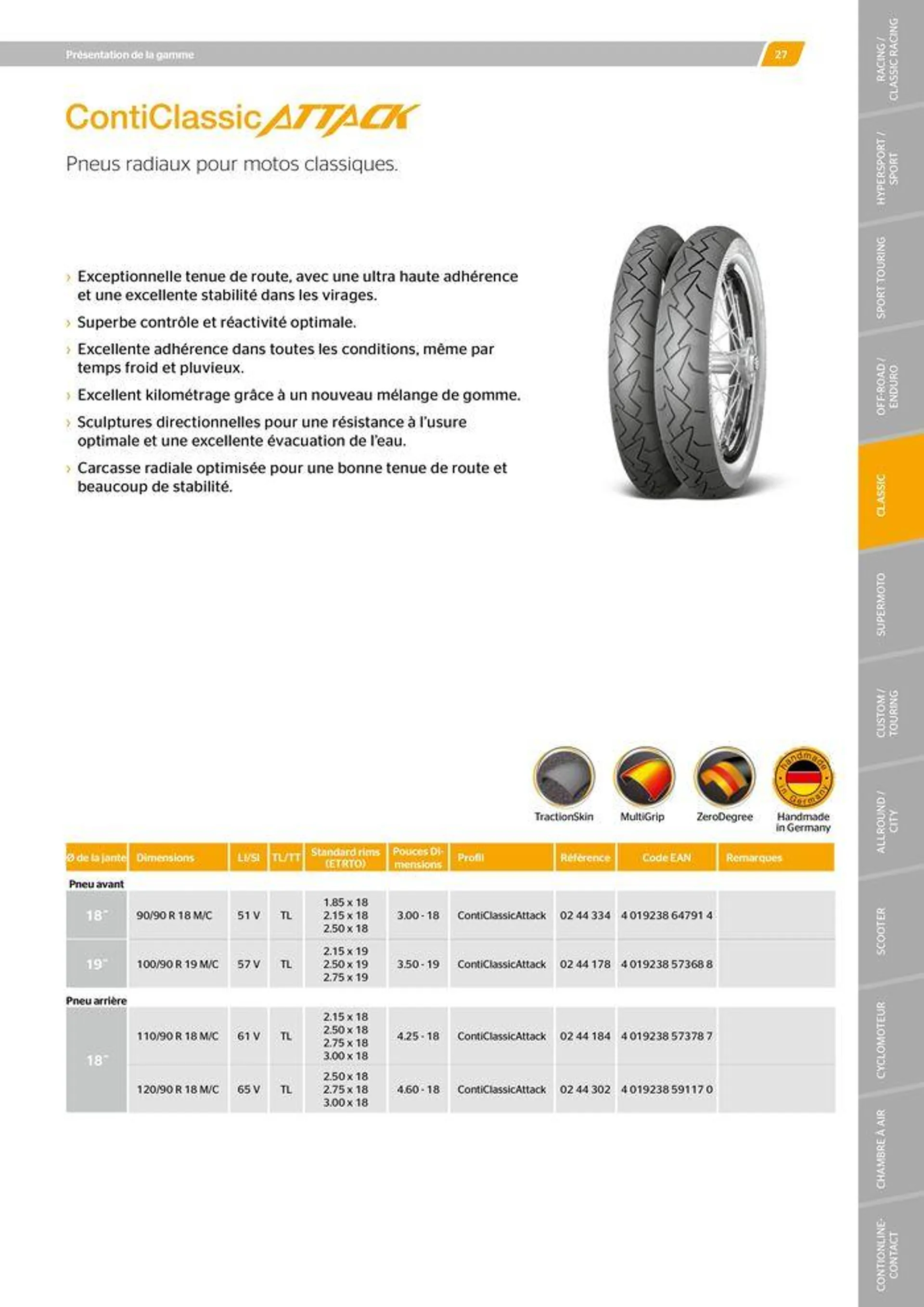 CONTINENTAL : Barème de facturation 2023 du 21 mai au 31 décembre 2024 - Catalogue page 27