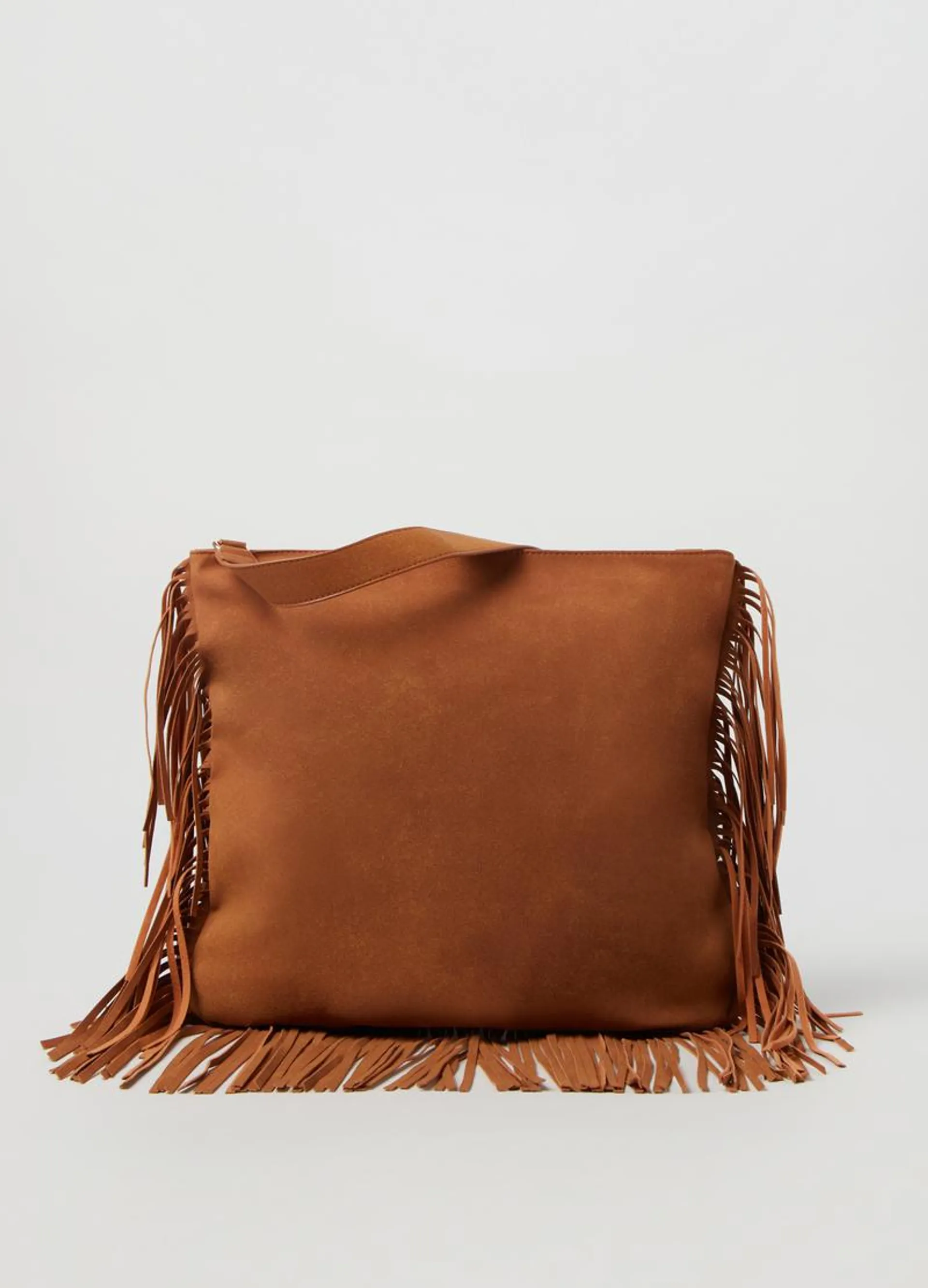 Suede bag with fringing