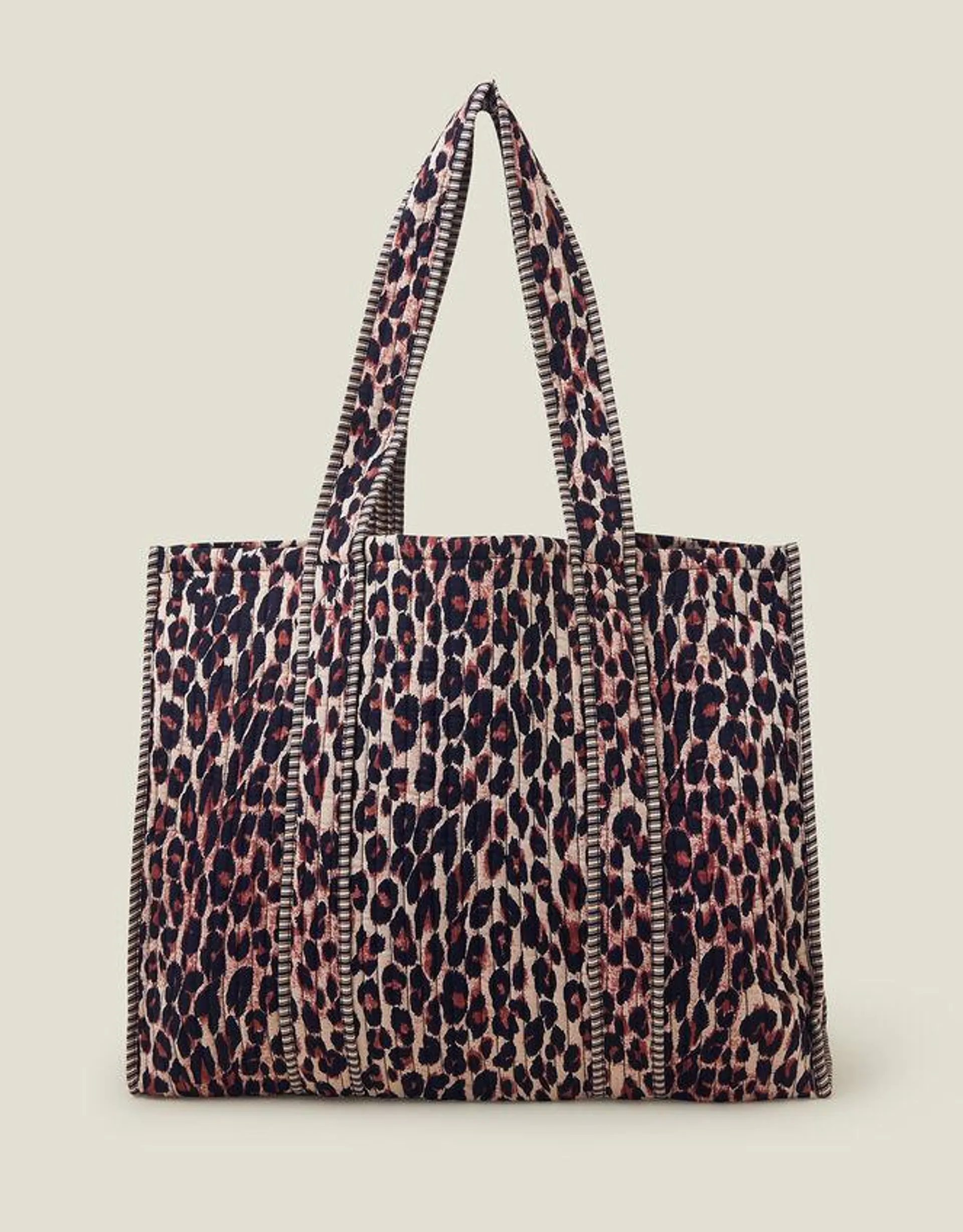 Leopard Print Quilted Shopper Bag