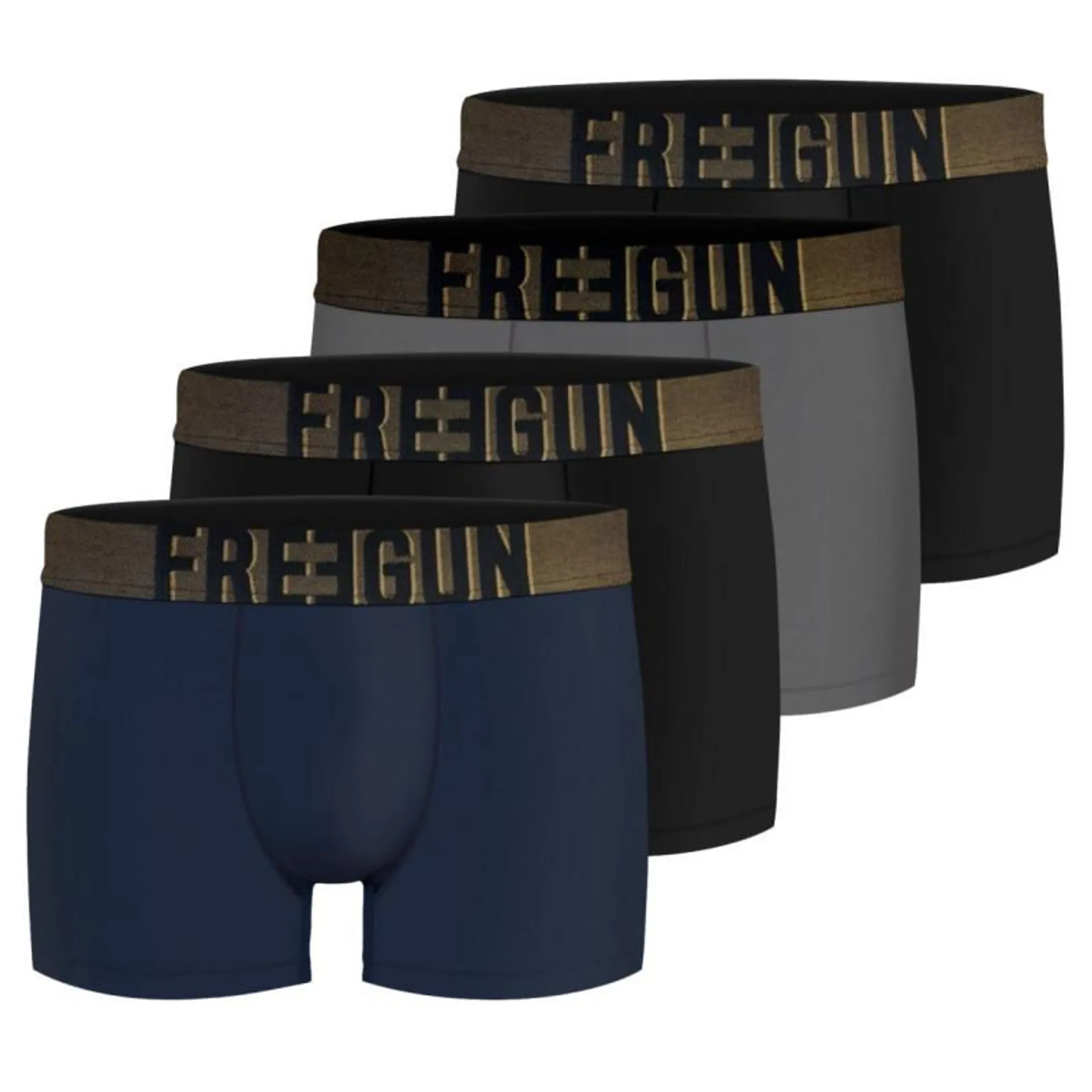 Lot de 4 Boxers homme microfibre noir, gris, bleu Soft Touch Signature Karl | FREEGUN