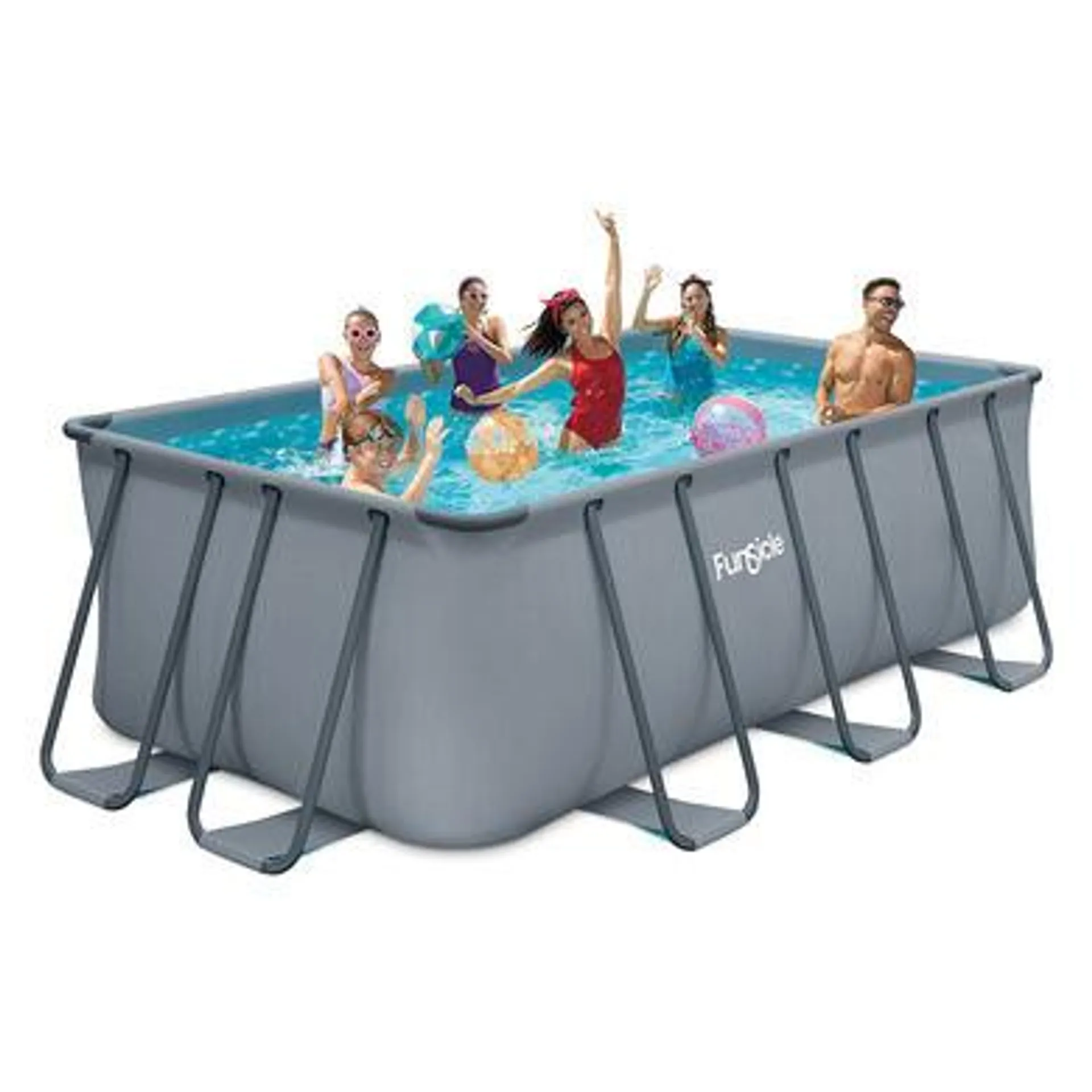 Piscine Tubulaire rectangulaire Grise 4,01x2,01x1,22 m