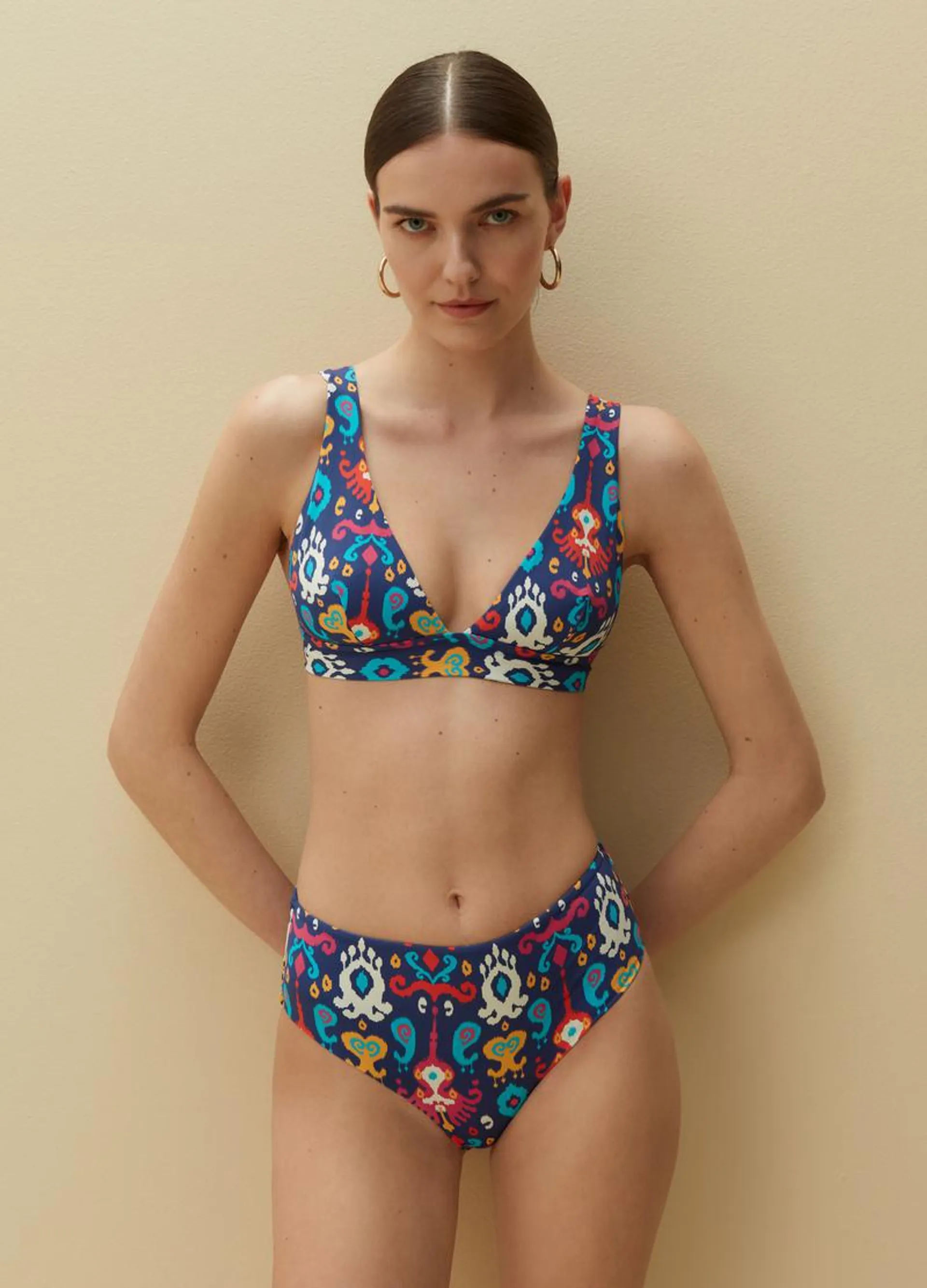 PIOMBO bikini French knickers with ikat print