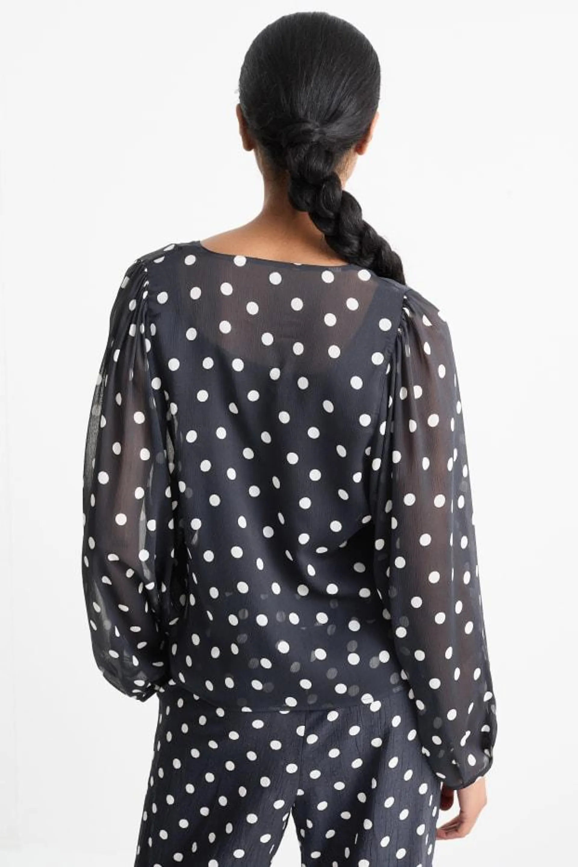 V-neck blouse - polka dot