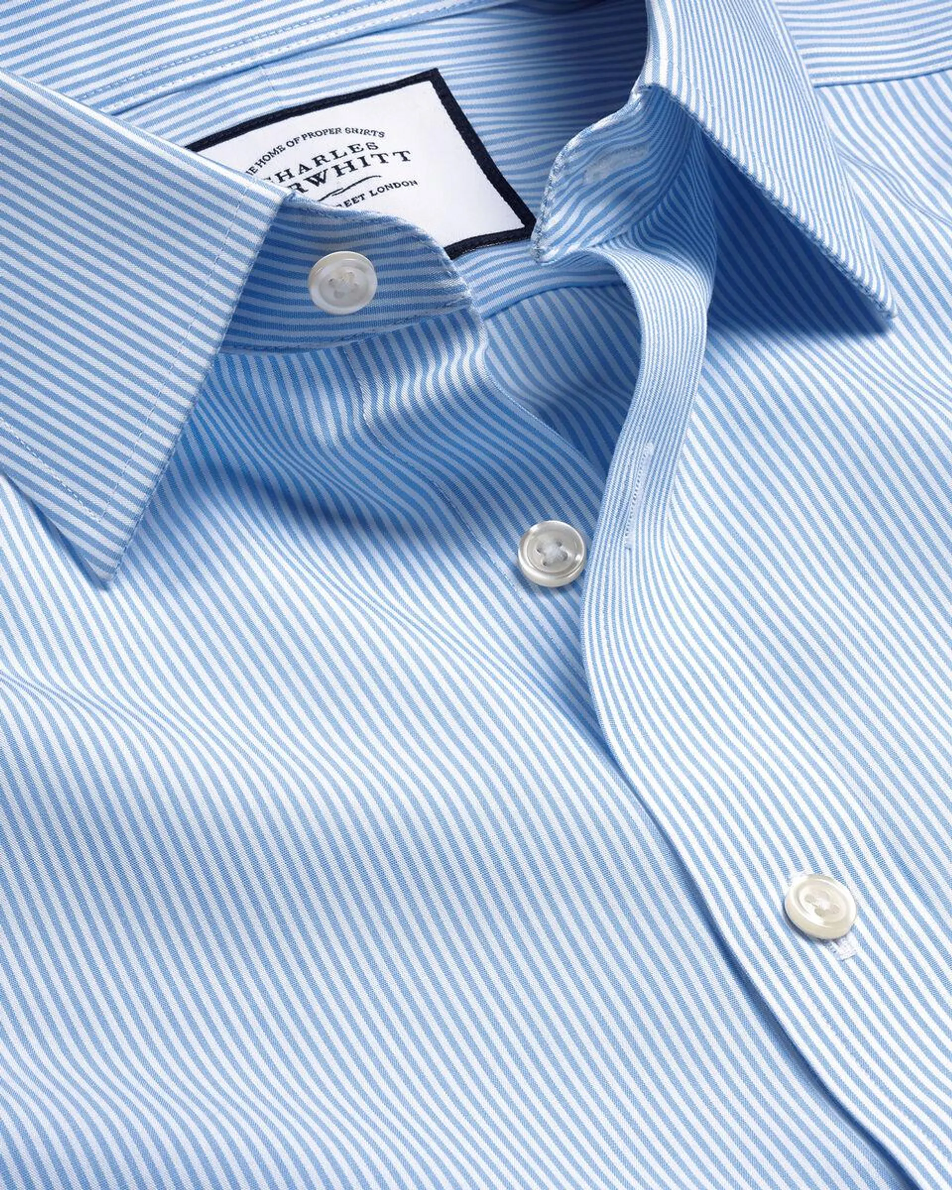 details about product: Non-Iron Bengal Stripe Shirt - Sky Blue