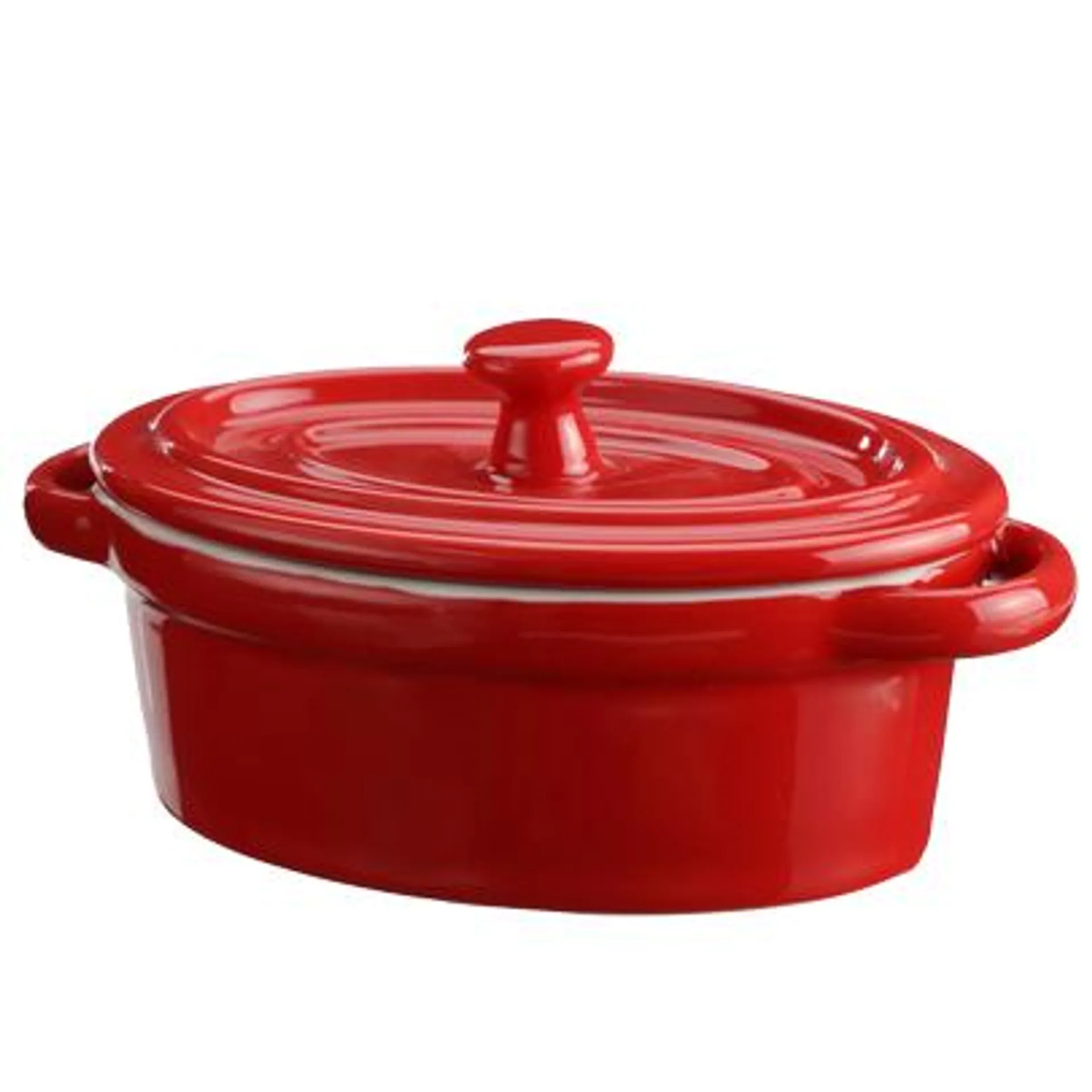 Mini cocotte rouge ovale en céramique