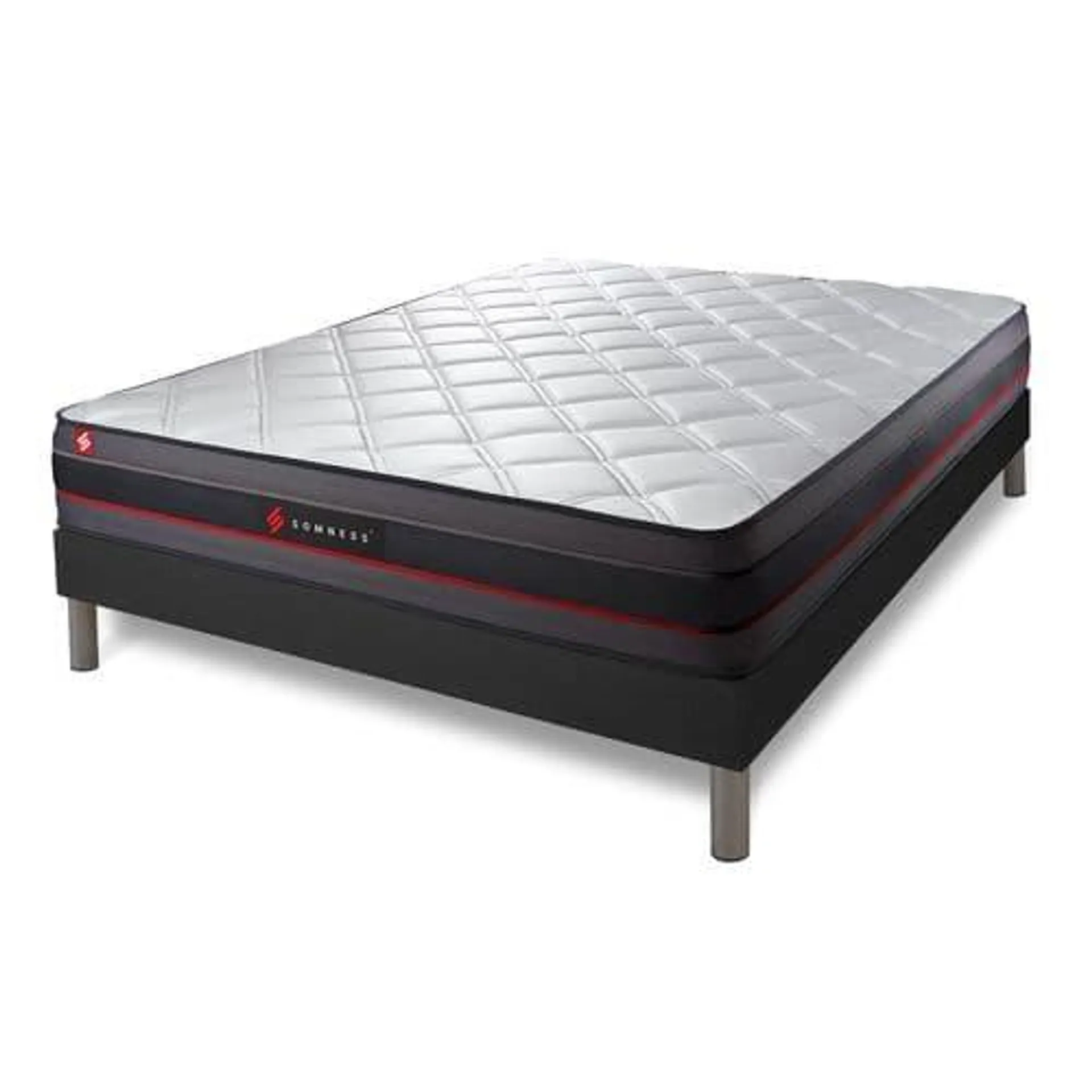 SOMNESS Ensemble Matelas Mémoire De Forme 160x200 Regen Ep:24cm - Sommier Noir