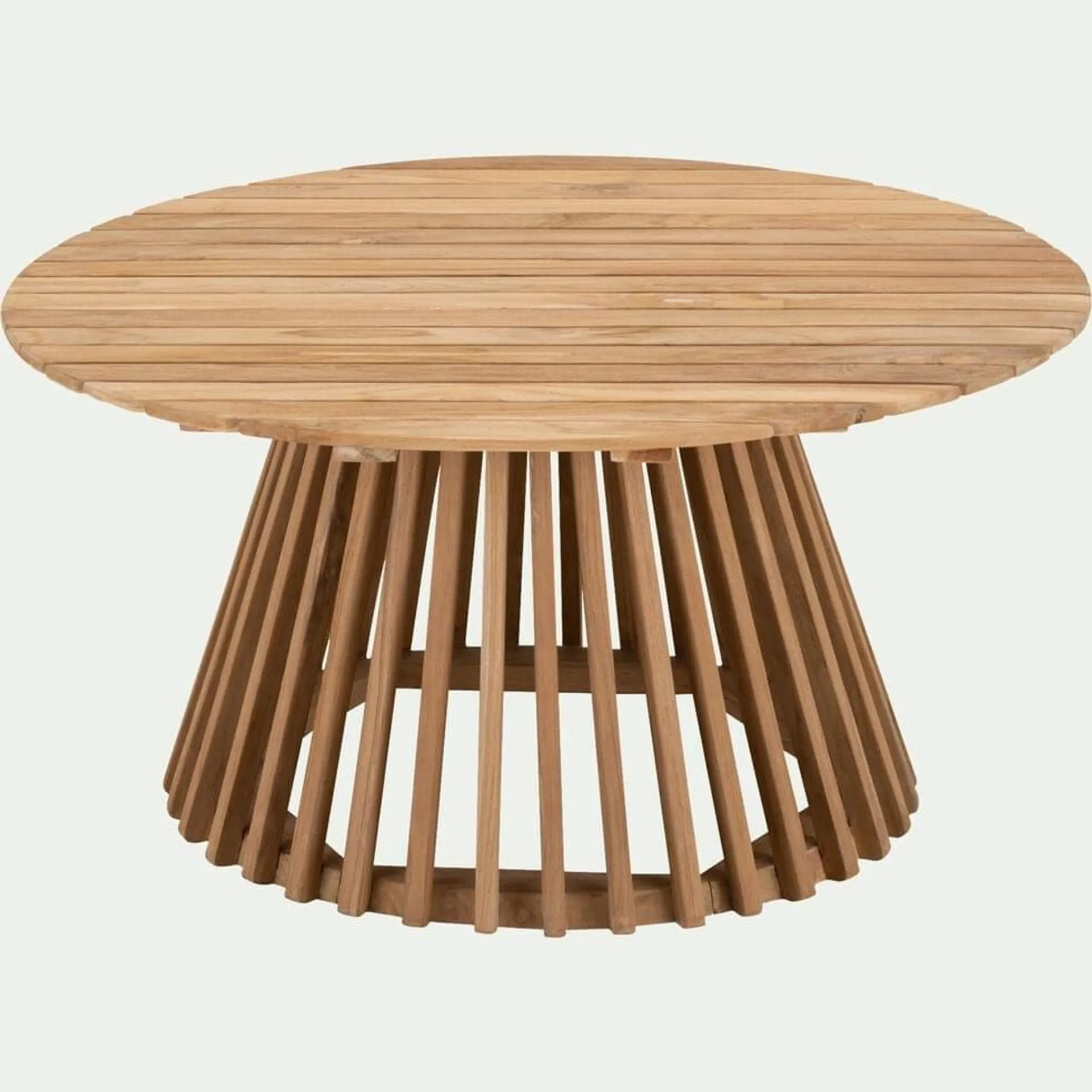 JAUSIERS Table basse de jardin ronde en teck - bois clair