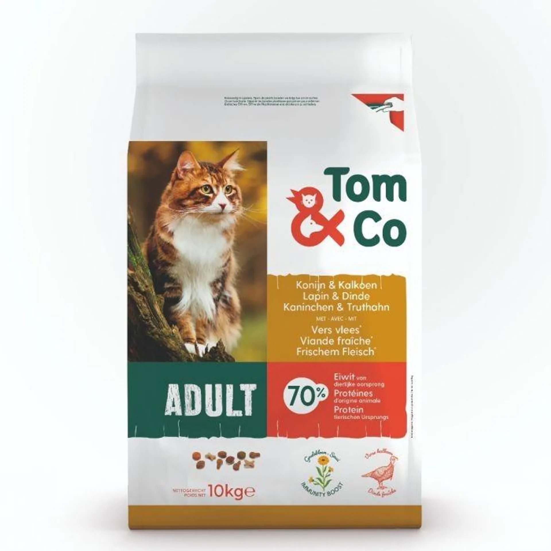 Tom&co brokken voor kat konijn & kalkoen adult 10kg