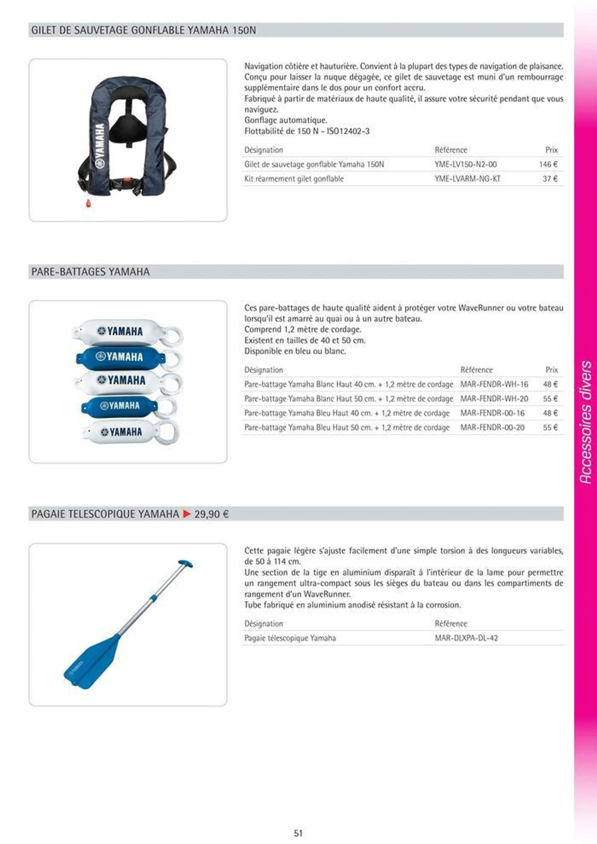 Catalogue Yamaha Marine - Accessoires Marine 2024 - 59