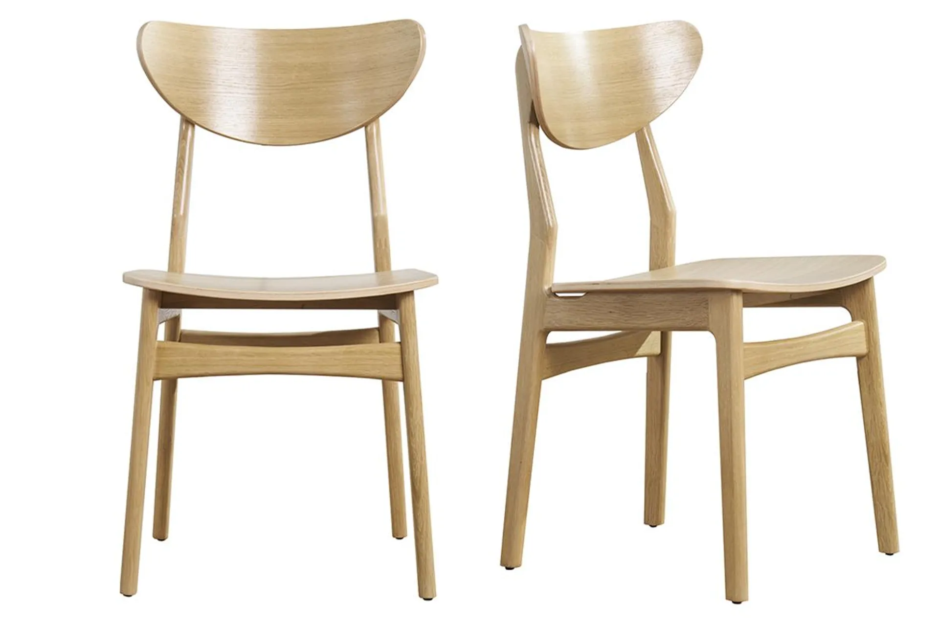 Chaises scandinaves en bois clair chêne massif (lot de 2) MAYA