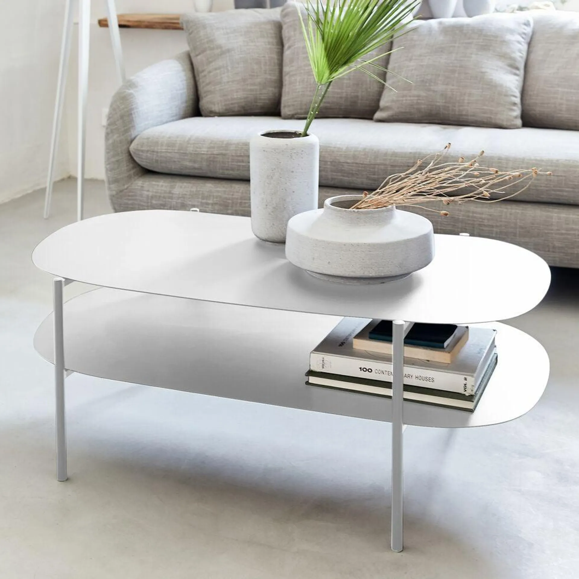 CAROUBE Table basse en métal - L112xl59xH40cm blanc