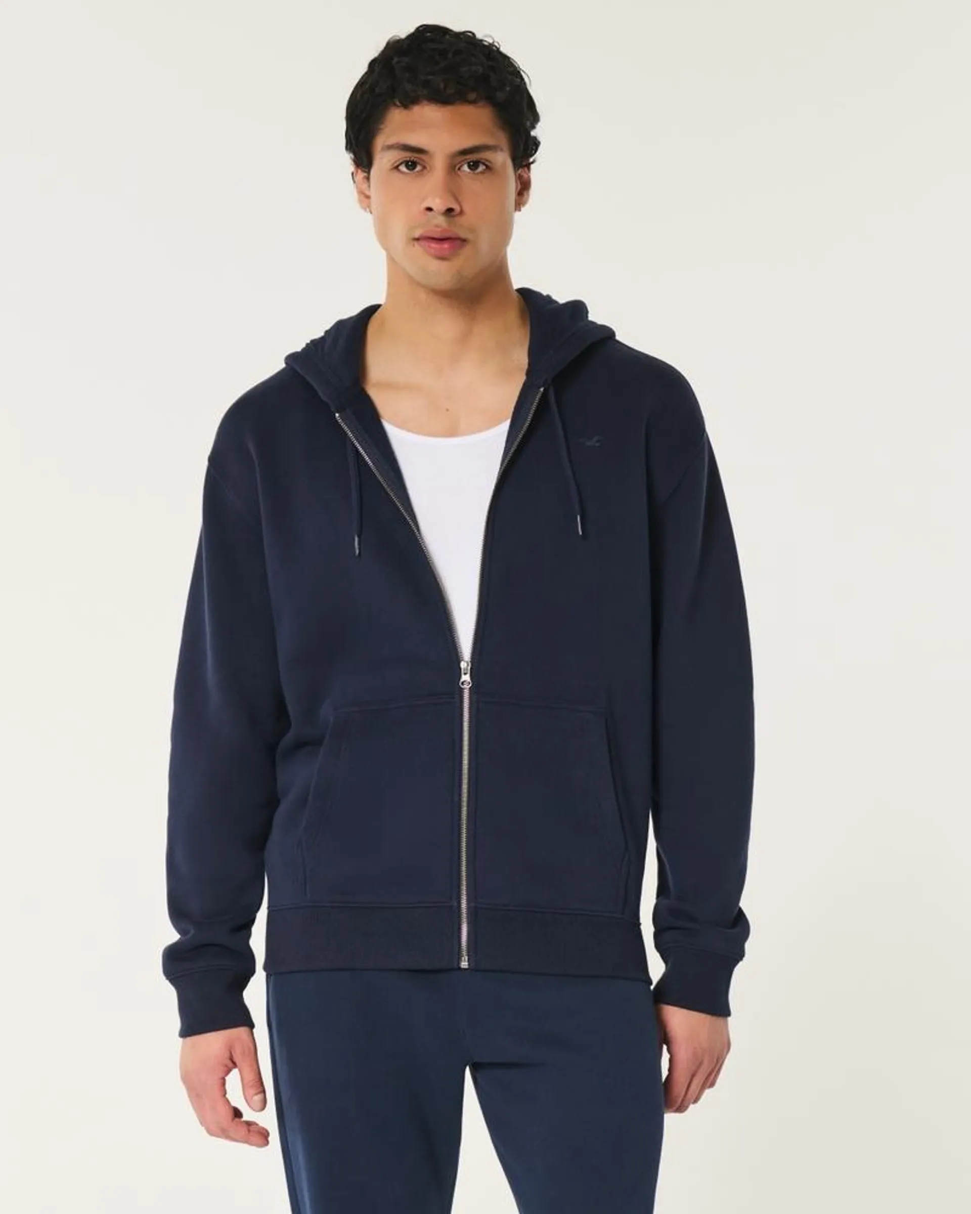 Relaxed Zip-Up Icon Hoodie