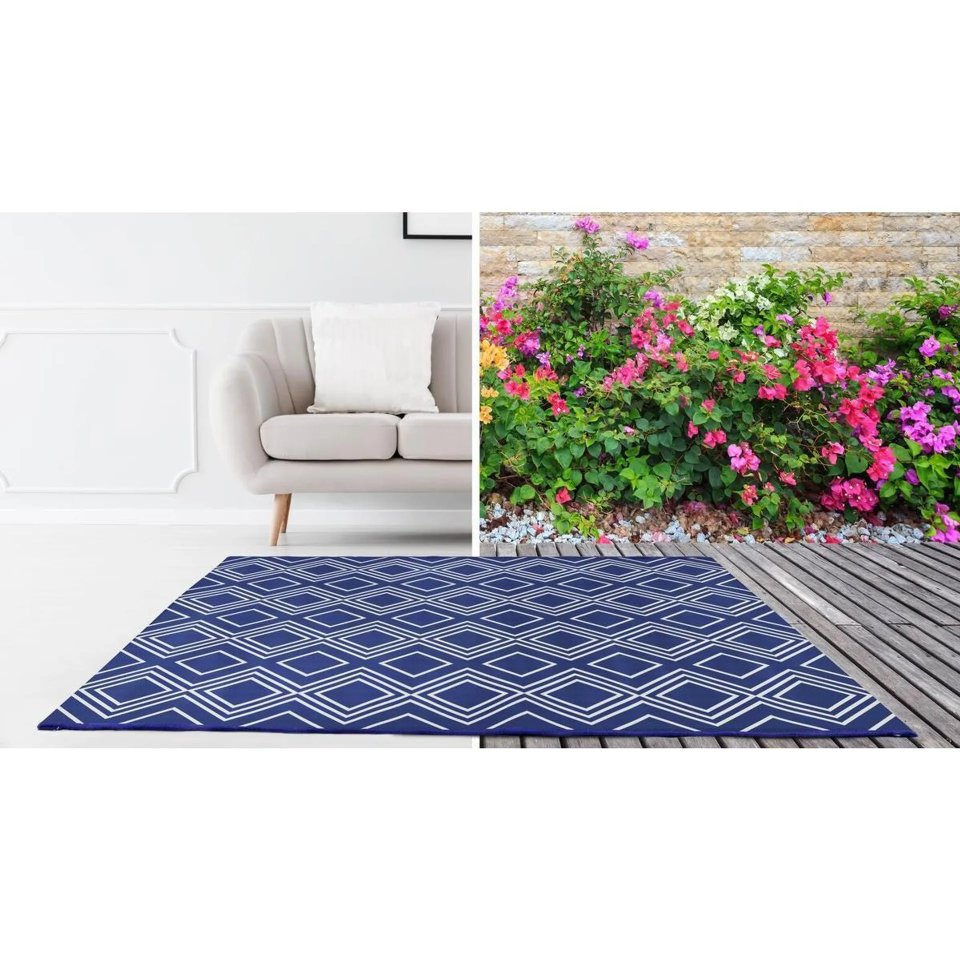 Tapis d'extérieur - L 200 x l 150 cm - Différents modèles - Bleu marine