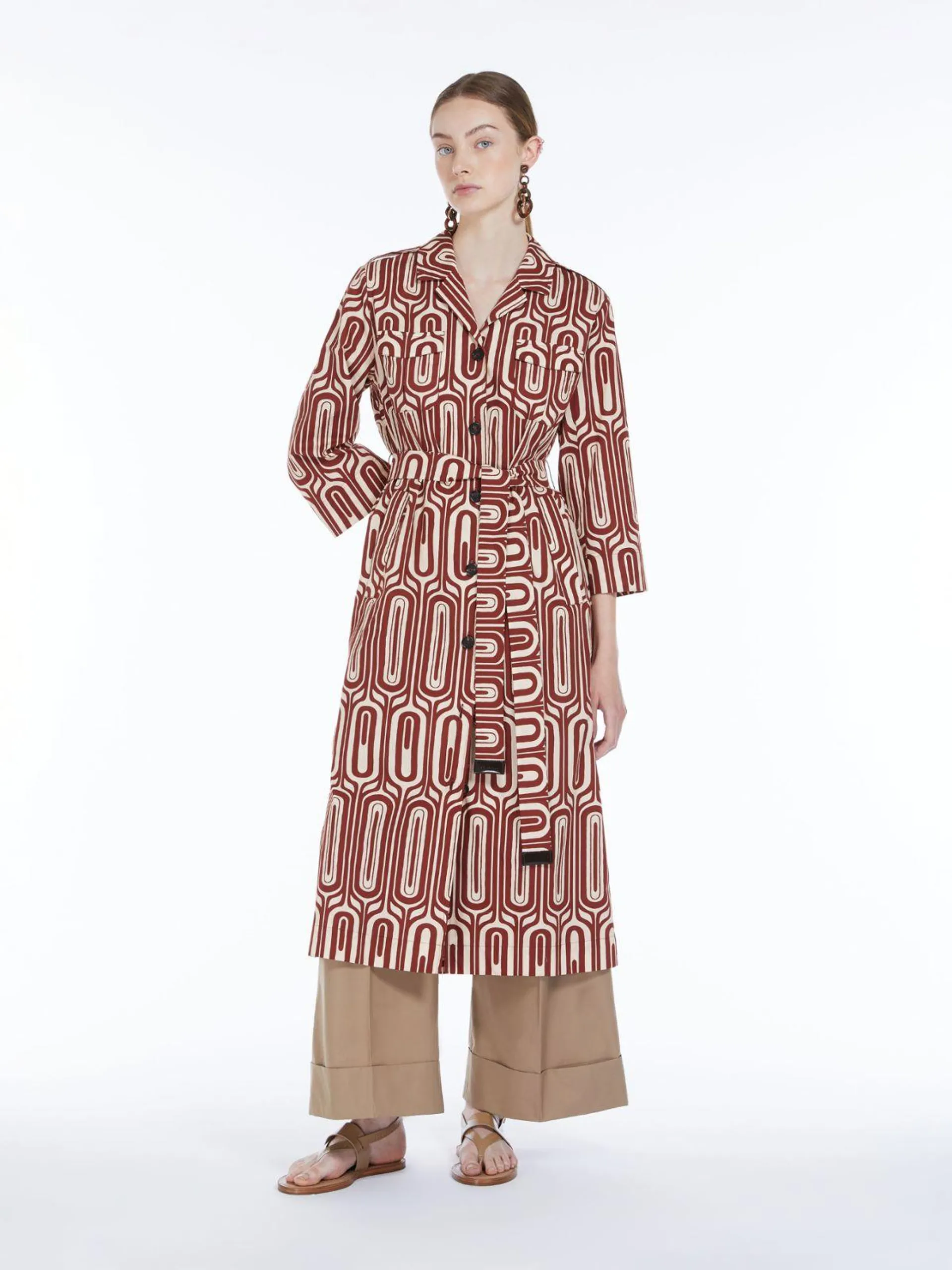 Printed cotton shirt dress