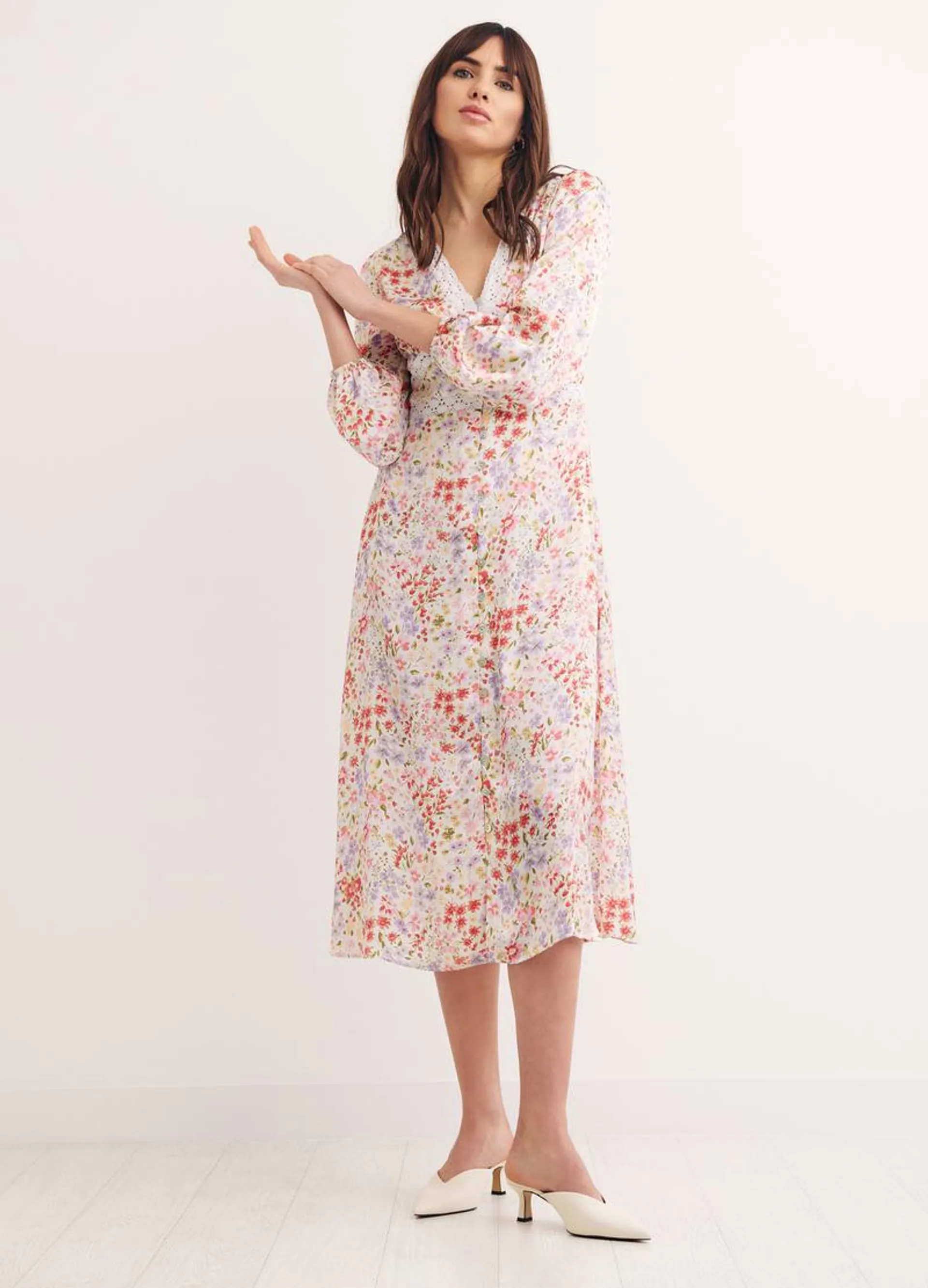 Nobody's Child floral dress with broderie