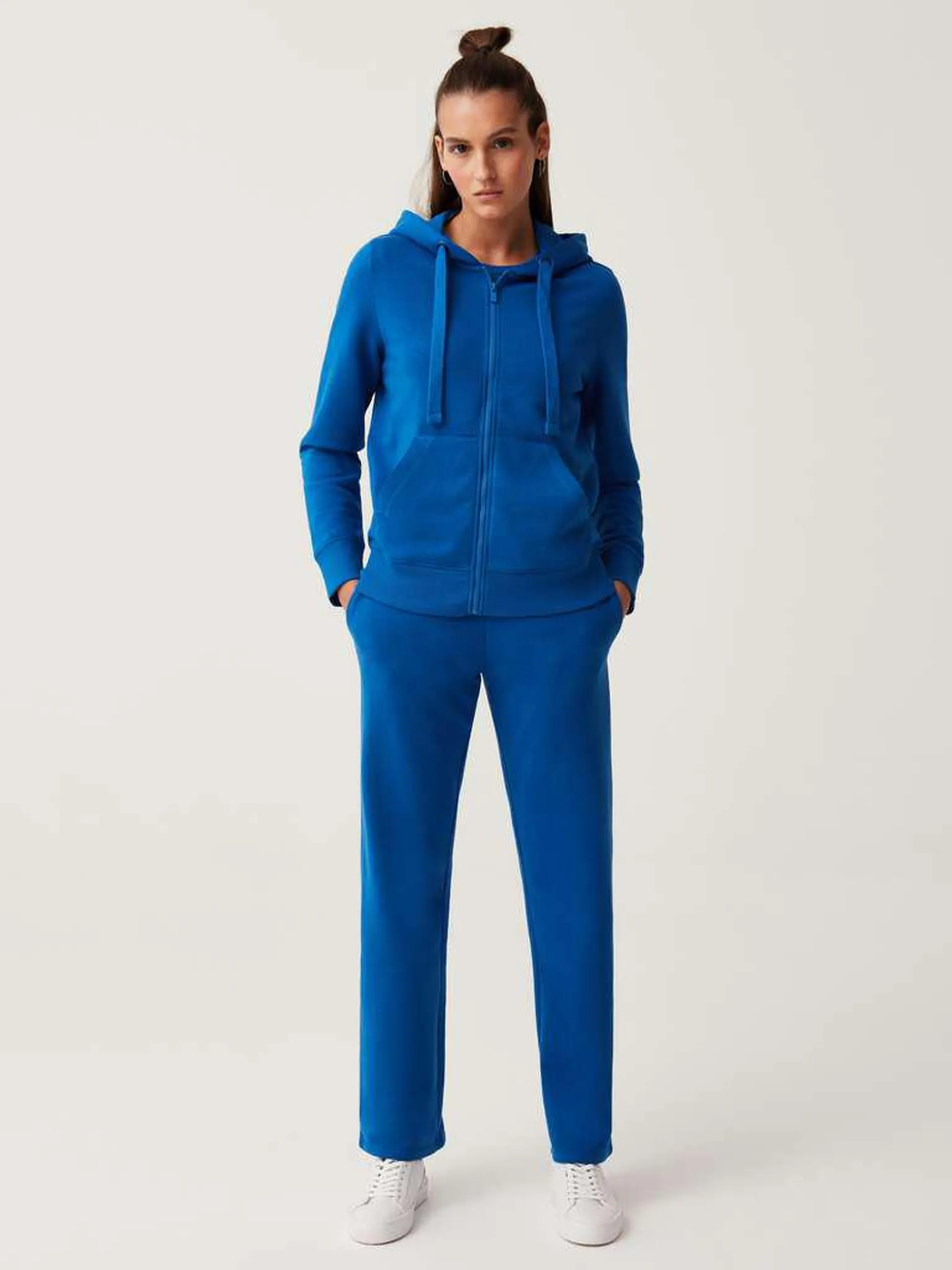 Royal Blue Fitness wide-leg joggers in fleece with drawstring